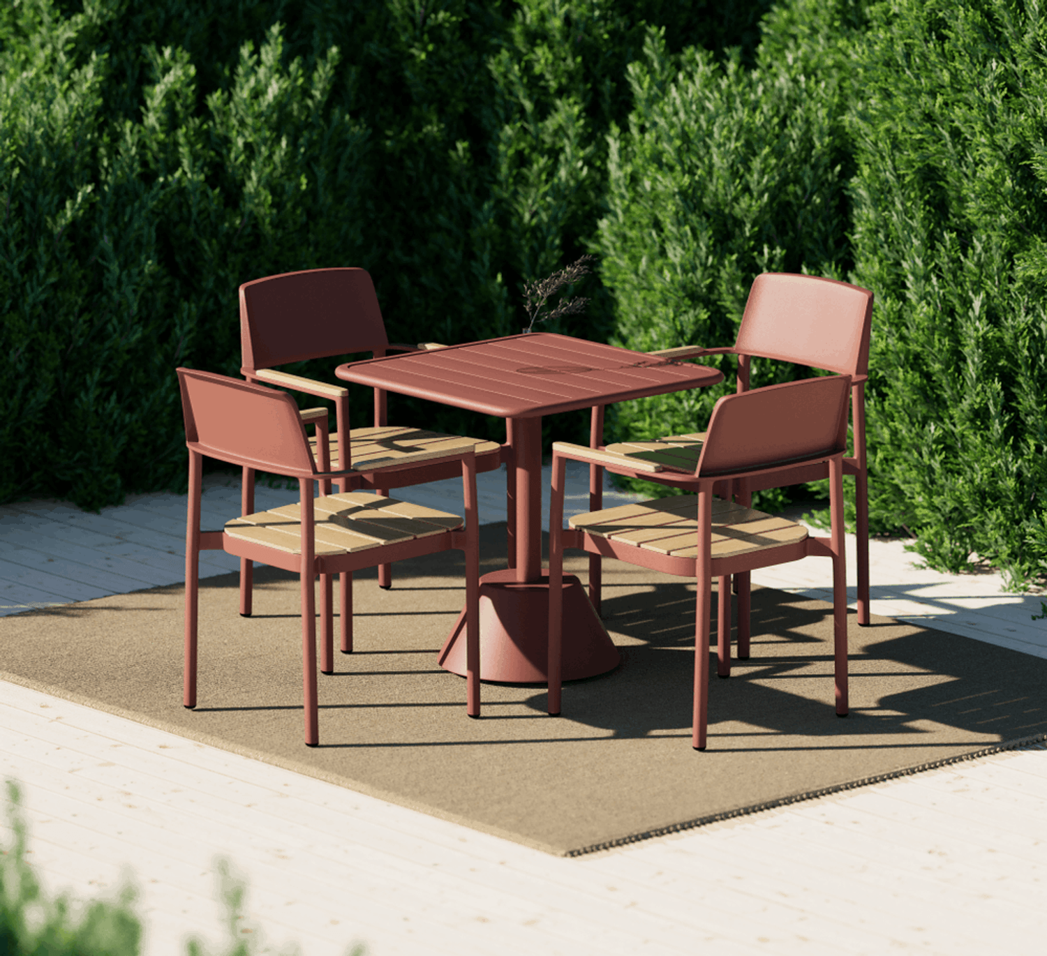 Alora Teak Alüminyum İroko Sandalye Terakota