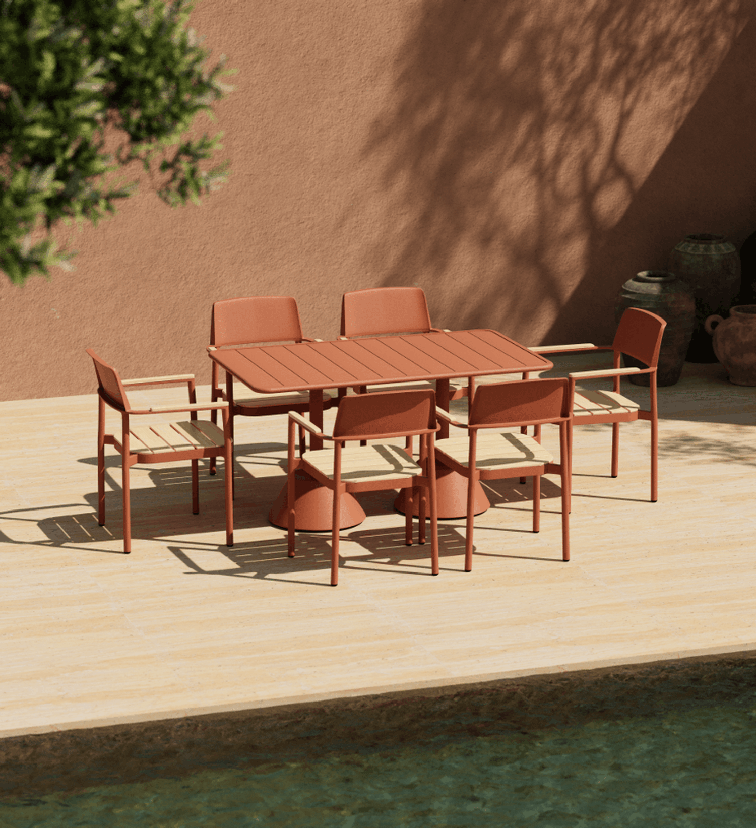 Alora Teak Alüminyum İroko Sandalye Terakota