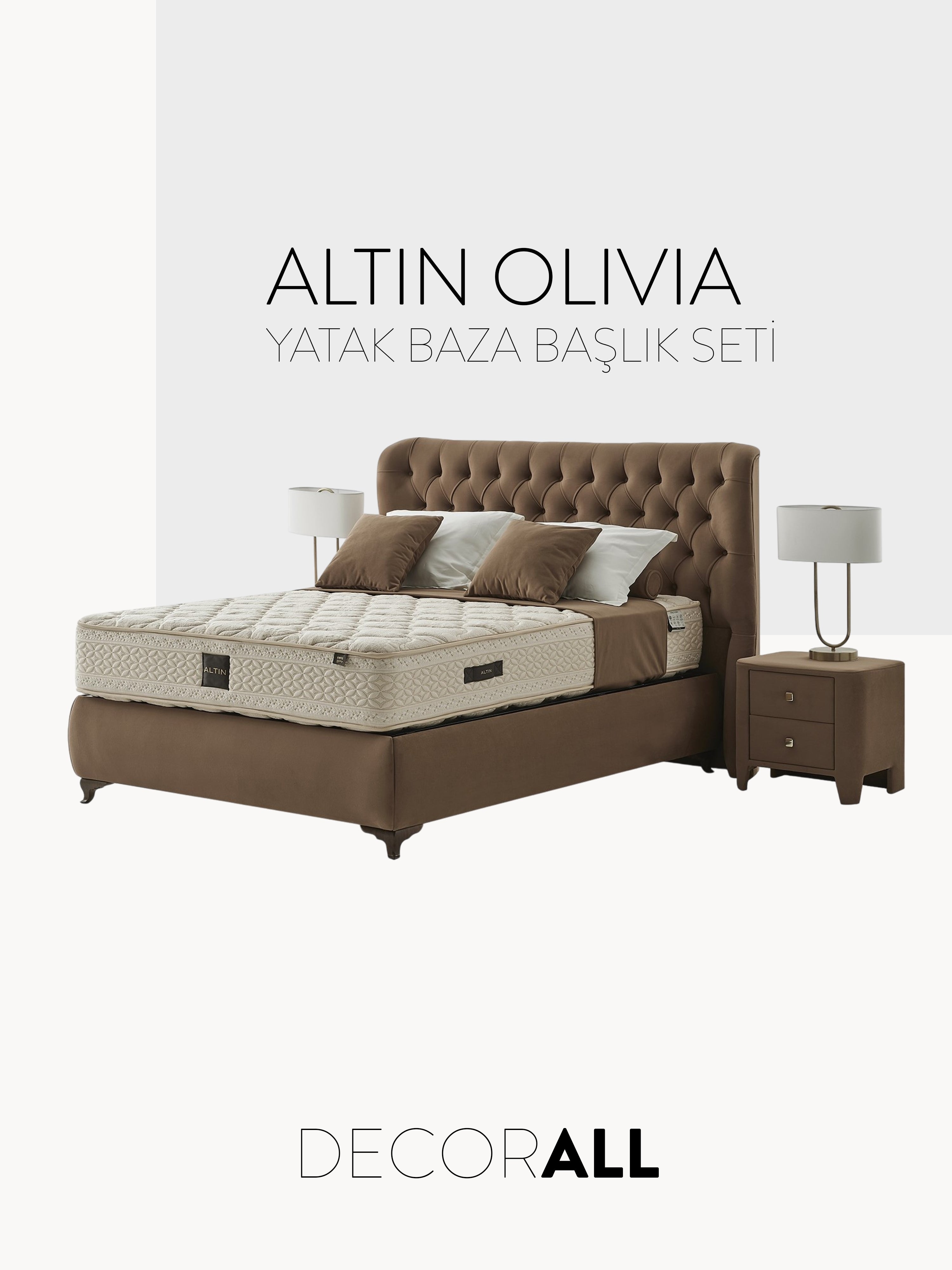 Altın Olivia Yatak Baza Başlık Seti