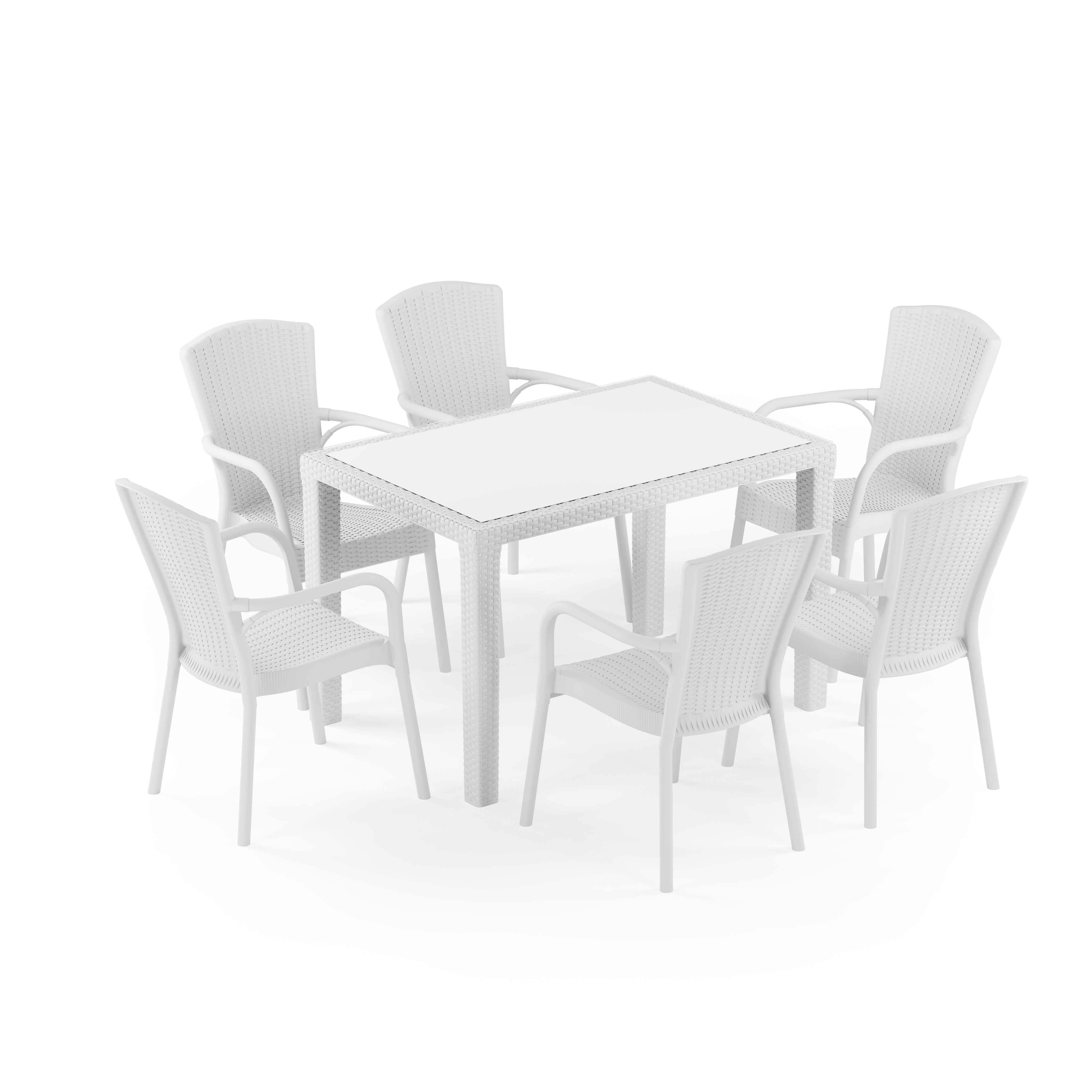 Antares 6 Kişilik Dikdörtgen Polipropilen Masa Beyaz & Royal Sandalye Beyaz