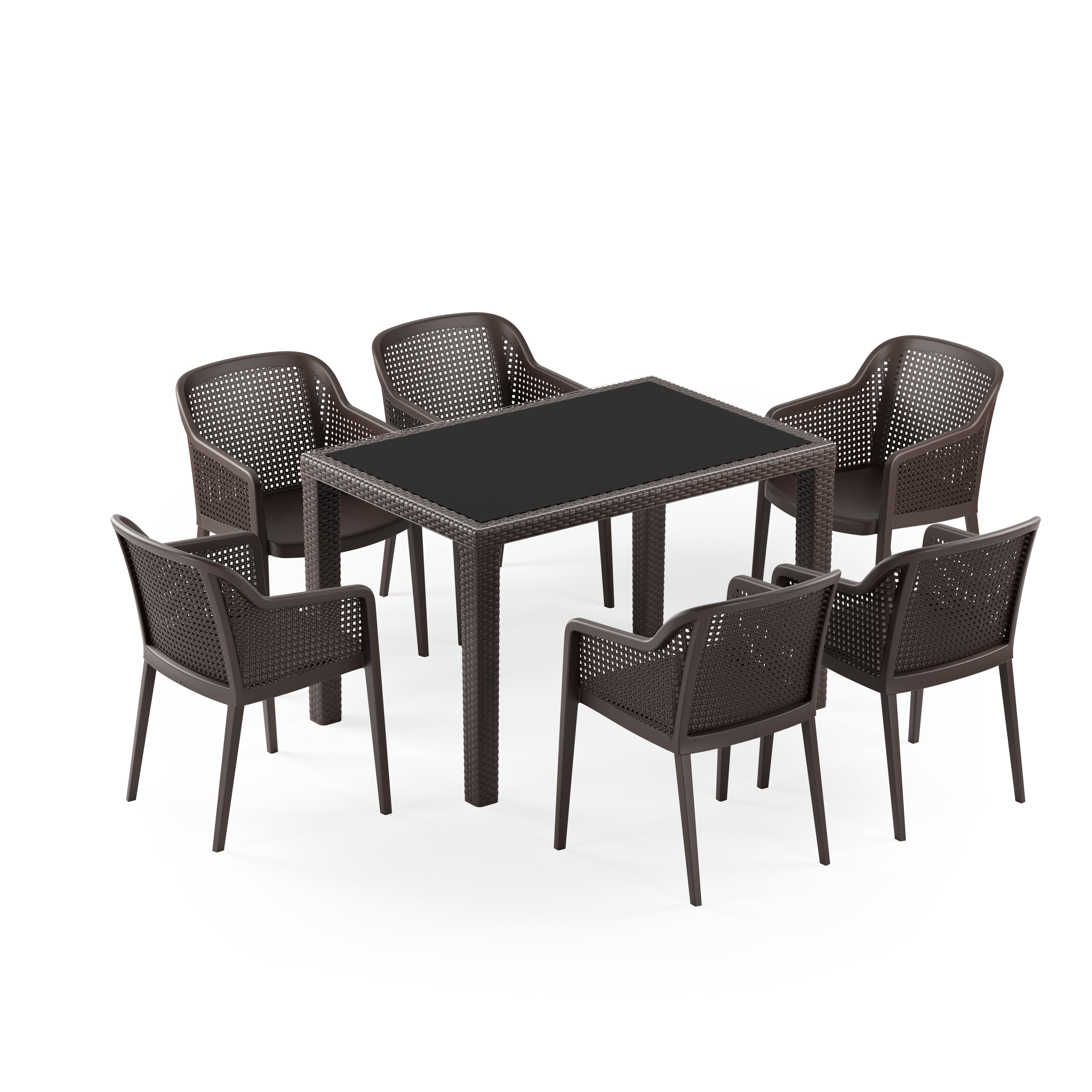 Antares 6 Kişilik Dikdörtgen Polipropilen Masa Venge & Antares Sandalye Venge