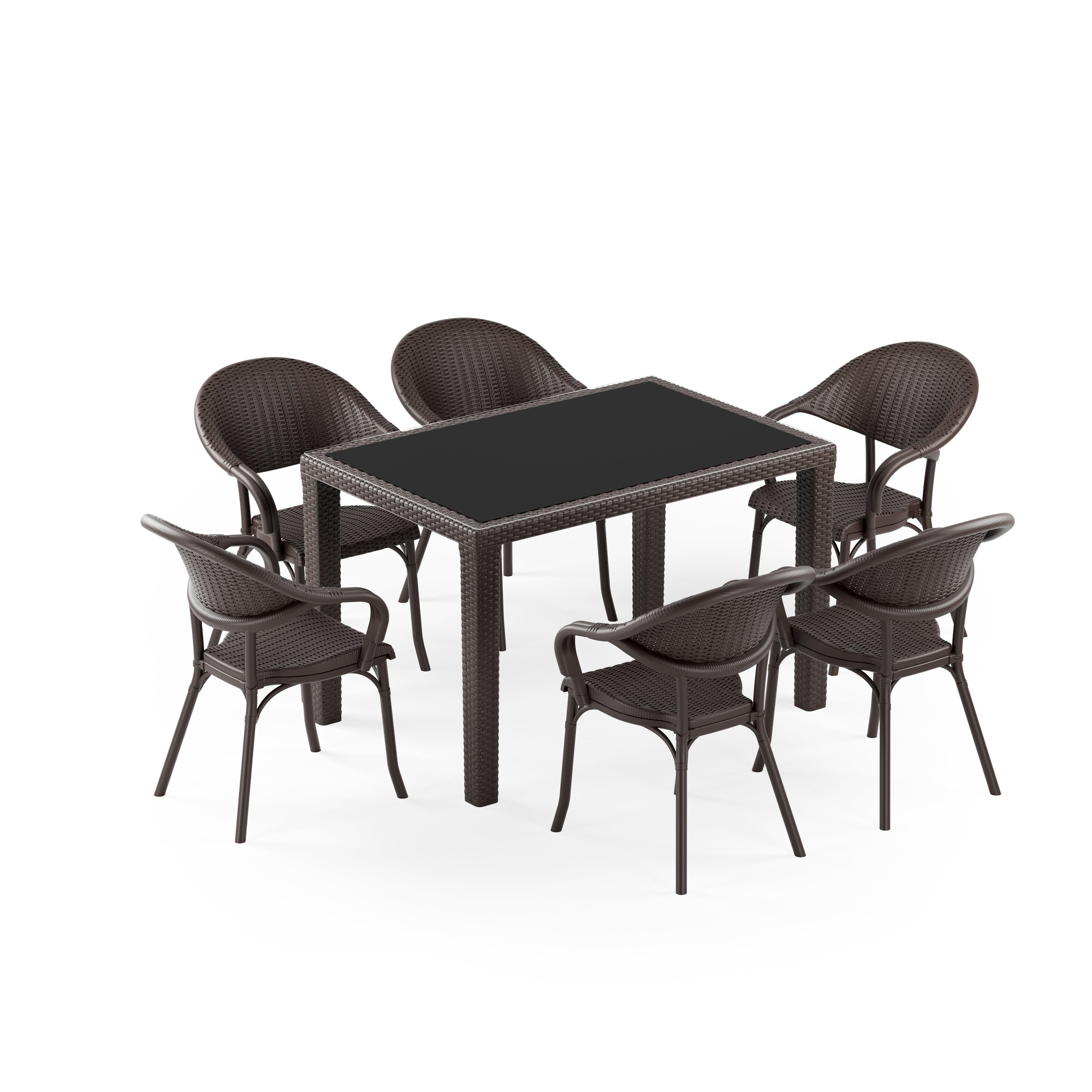 Antares 6 Kişilik Dikdörtgen Polipropilen Masa Venge & Flash-R Kollu Sandalye Venge