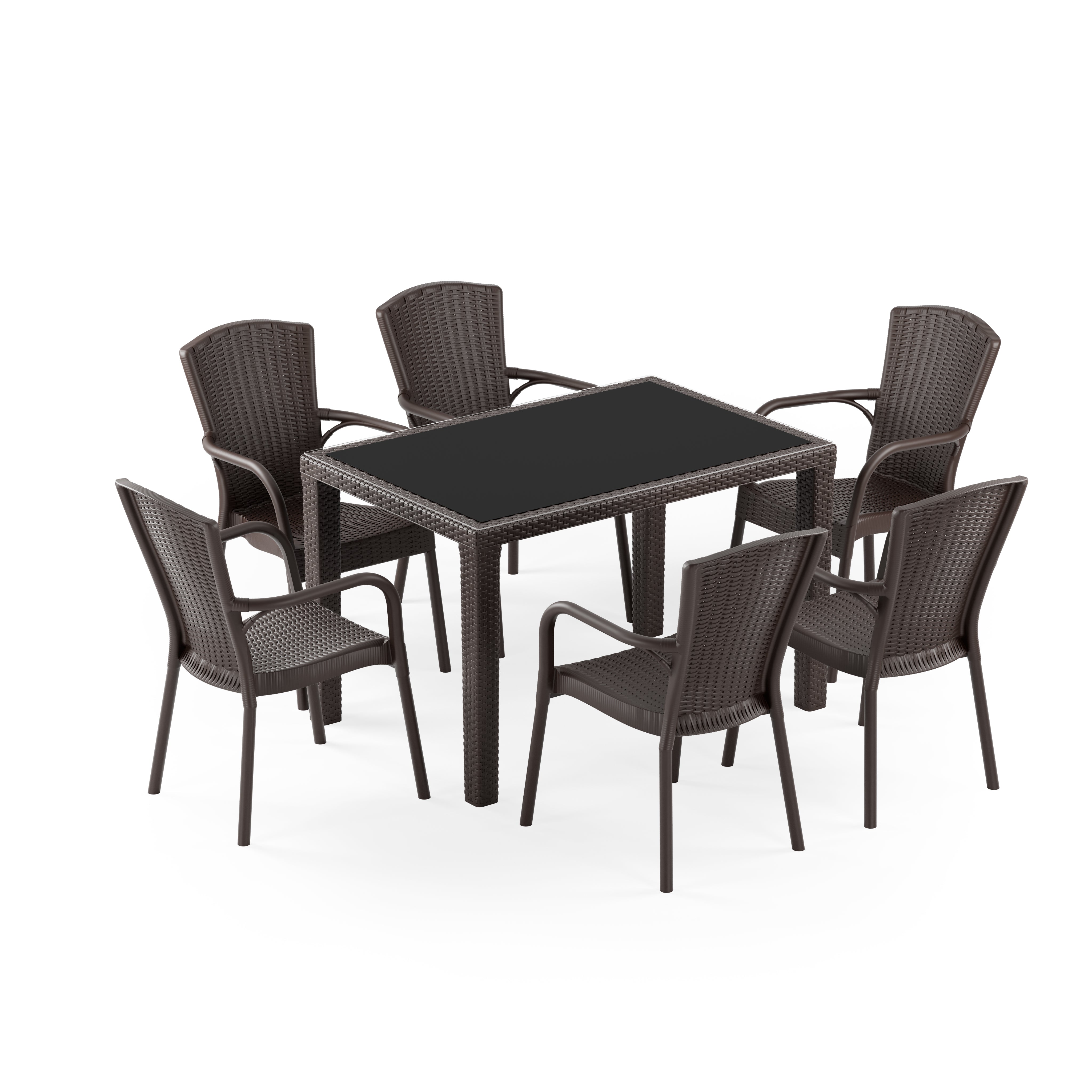 Antares 6 Kişilik Dikdörtgen Polipropilen Masa Venge & Royal Sandalye Venge