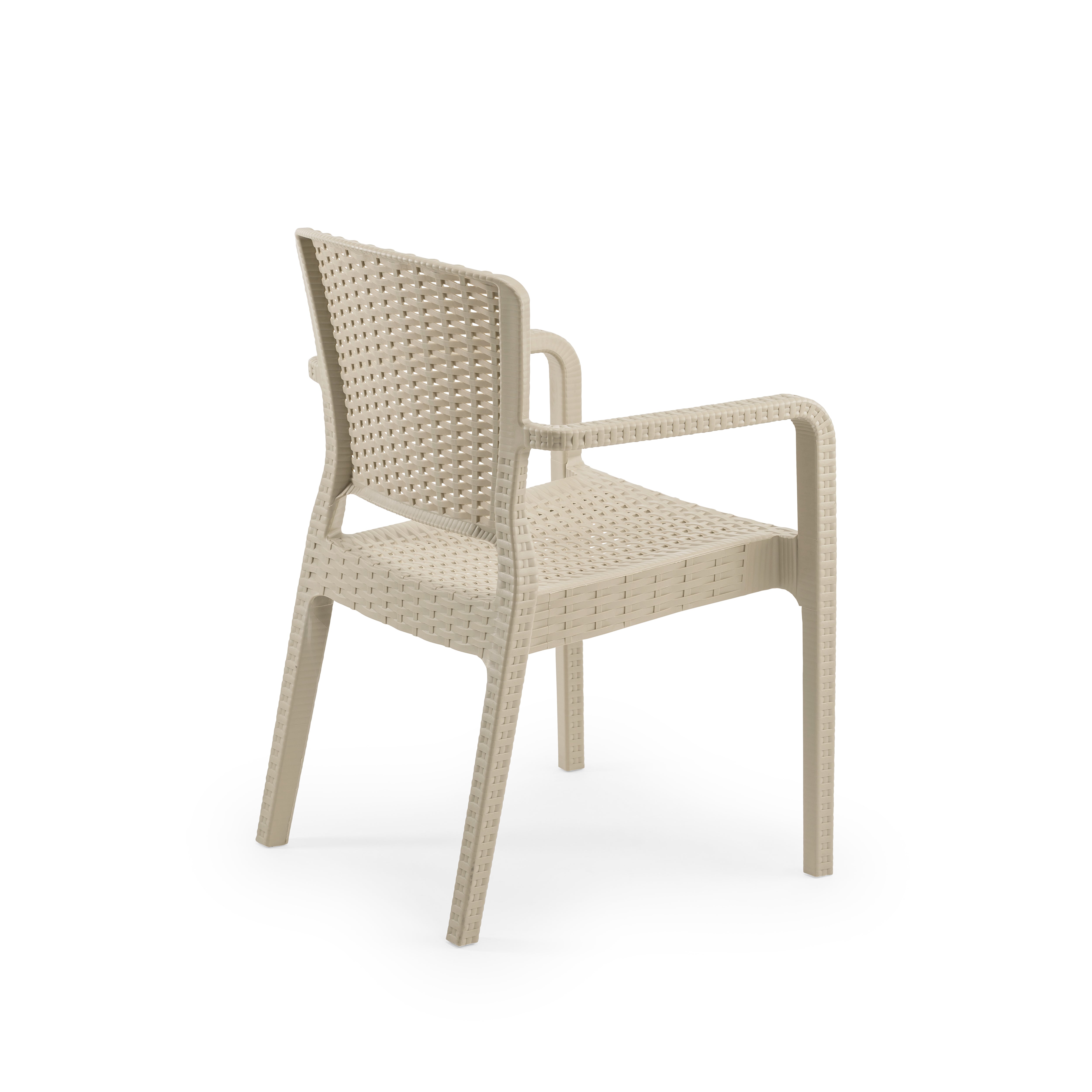 Antares Kollu Rattan Görünümlü Polipropilen Sandalye Bej