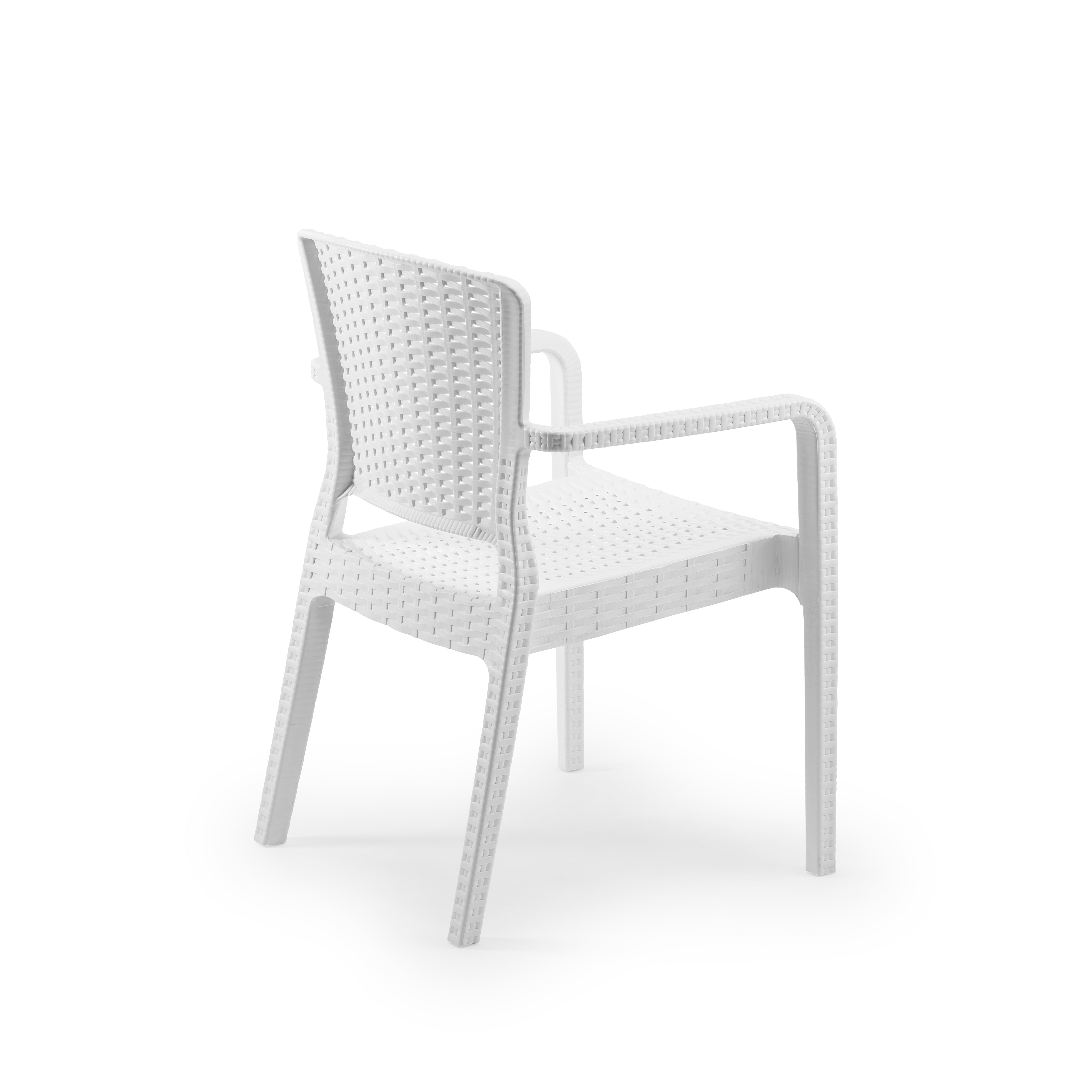 Antares Kollu Rattan Görünümlü Polipropilen Sandalye Beyaz