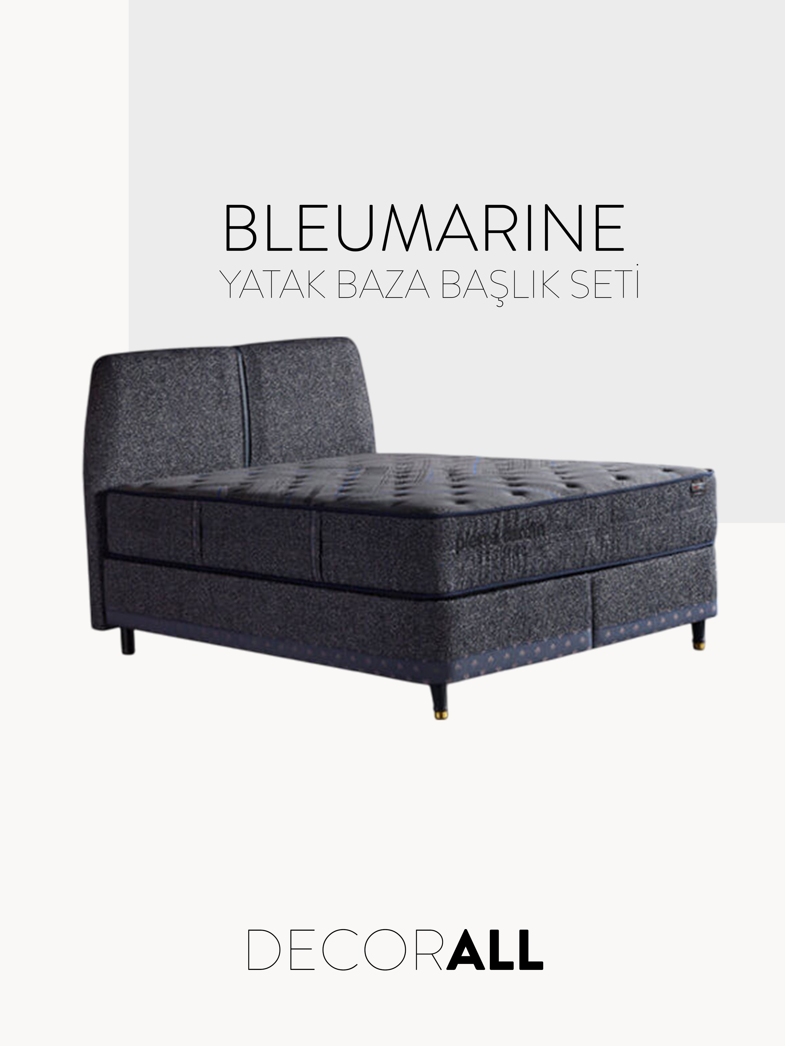 Bleu Marine Yatak Baza Başlık Seti