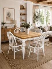 Cozy Ahşap Masa Sandalye Seti Kestane Beyaz