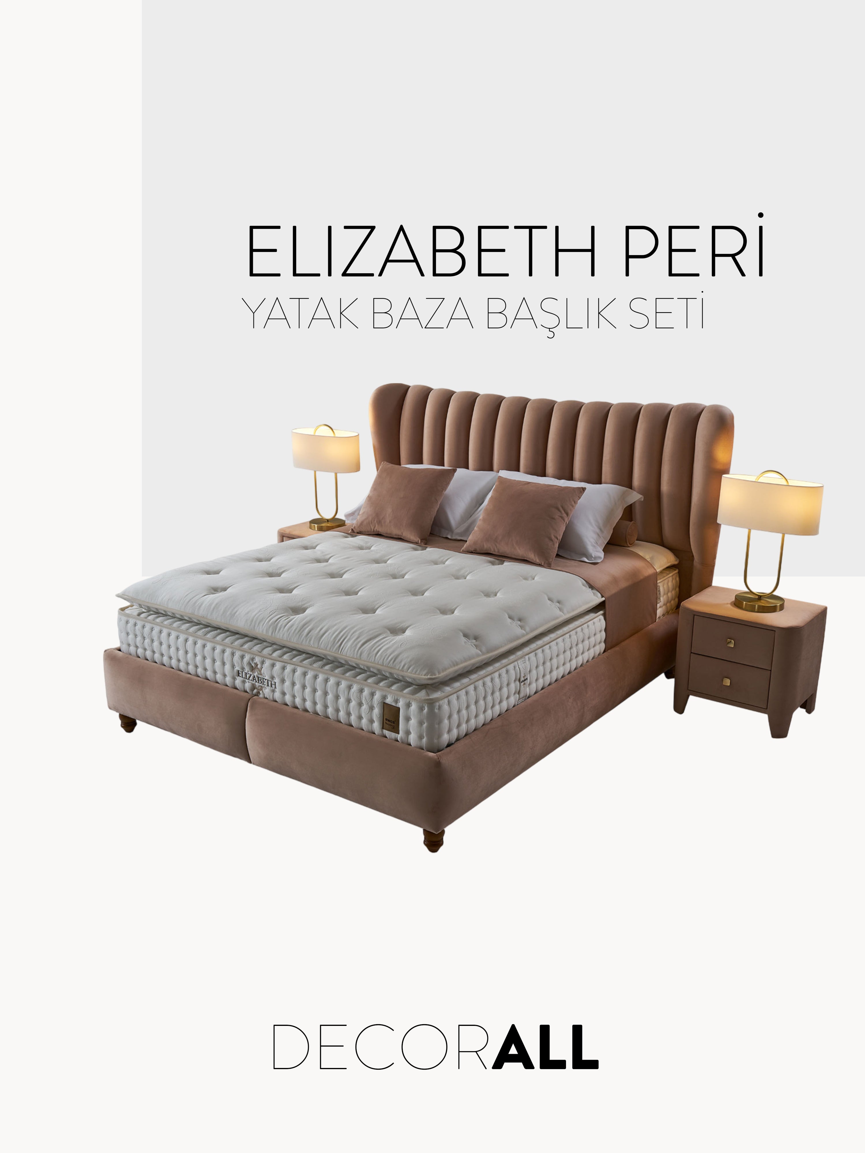 Elizabeth Peri Yatak Baza Başlık Seti