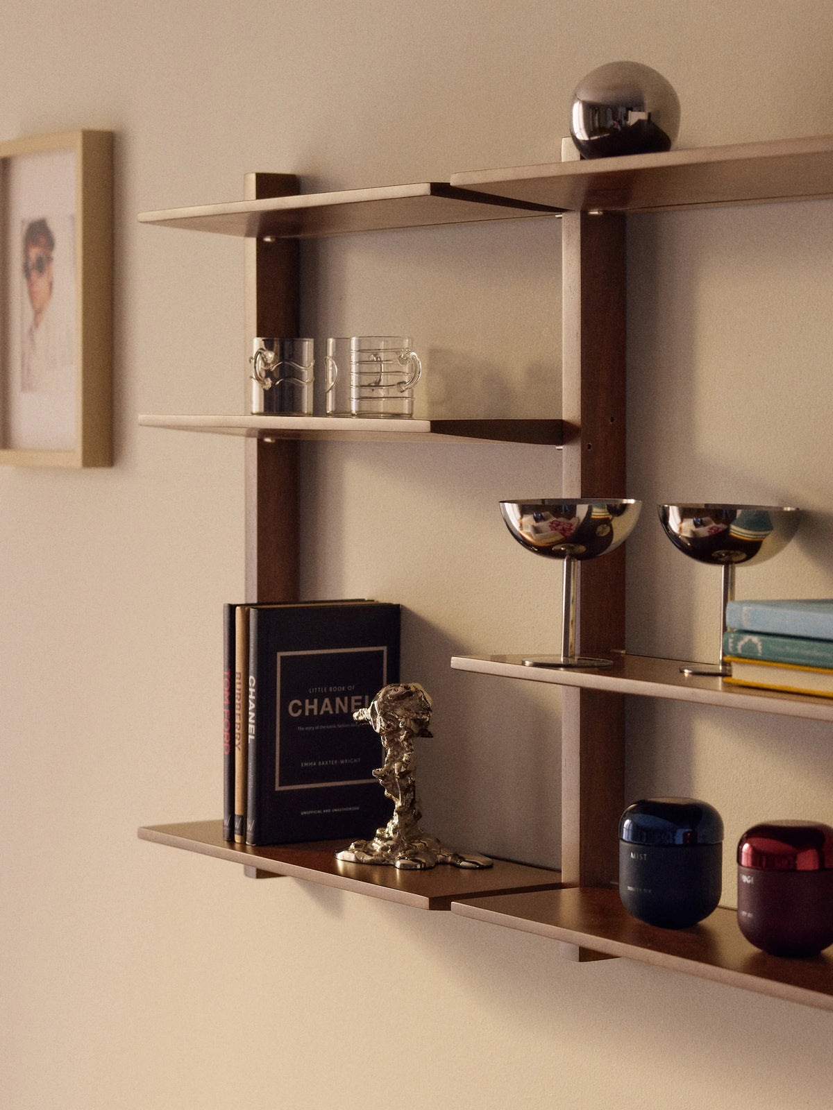 Kofa Ahşap Duvar Kitaplık Koyu Meşe