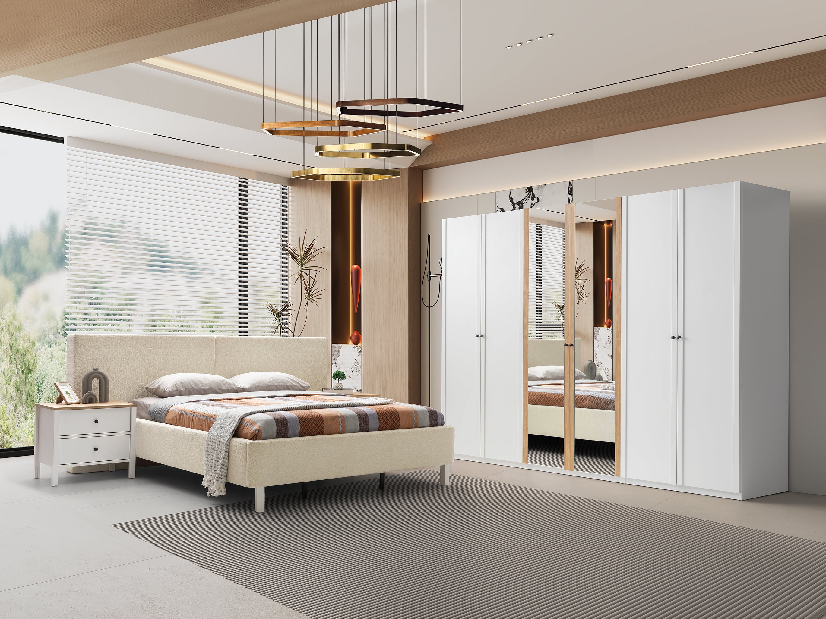 Loft Yatak Odası Takımı Beyaz Meşe