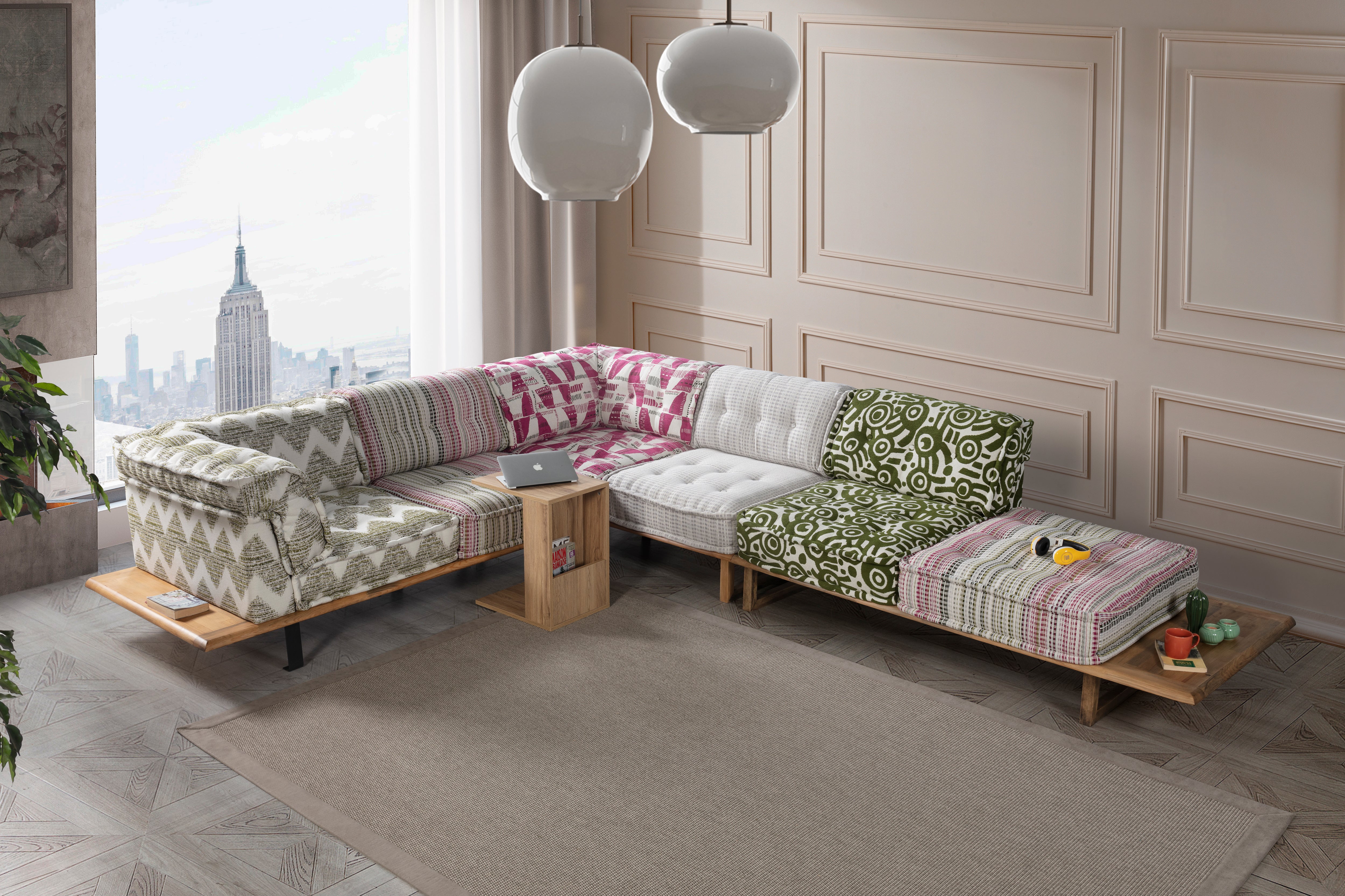 Majör Köşe Koltuk Yeşil Beyaz