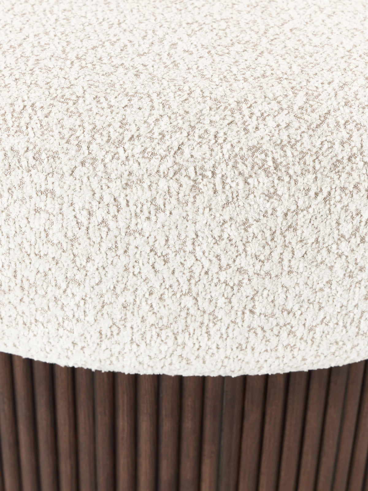 Mantar Large Silindir Sandık Puf Kırık Beyaz Teddy Koyu Meşe