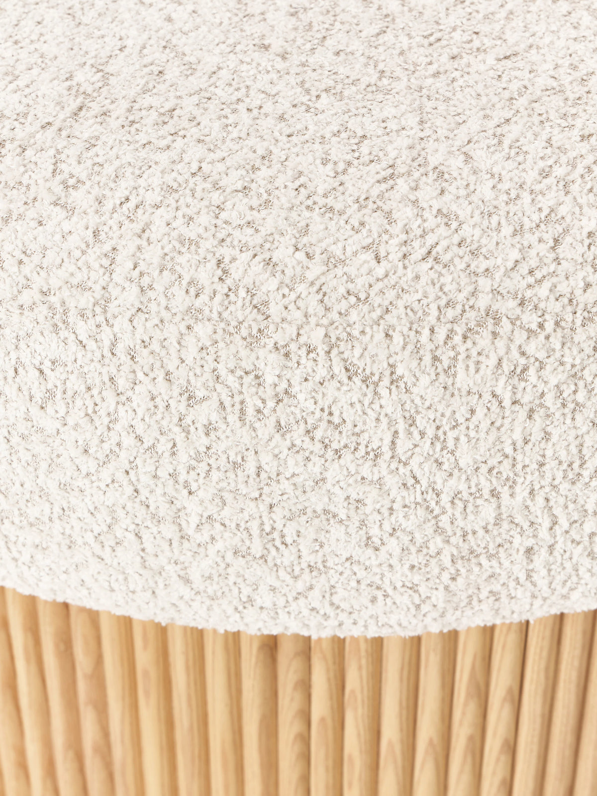 Mantar Large Silindir Sandık Puf Kırık Beyaz Teddy Meşe