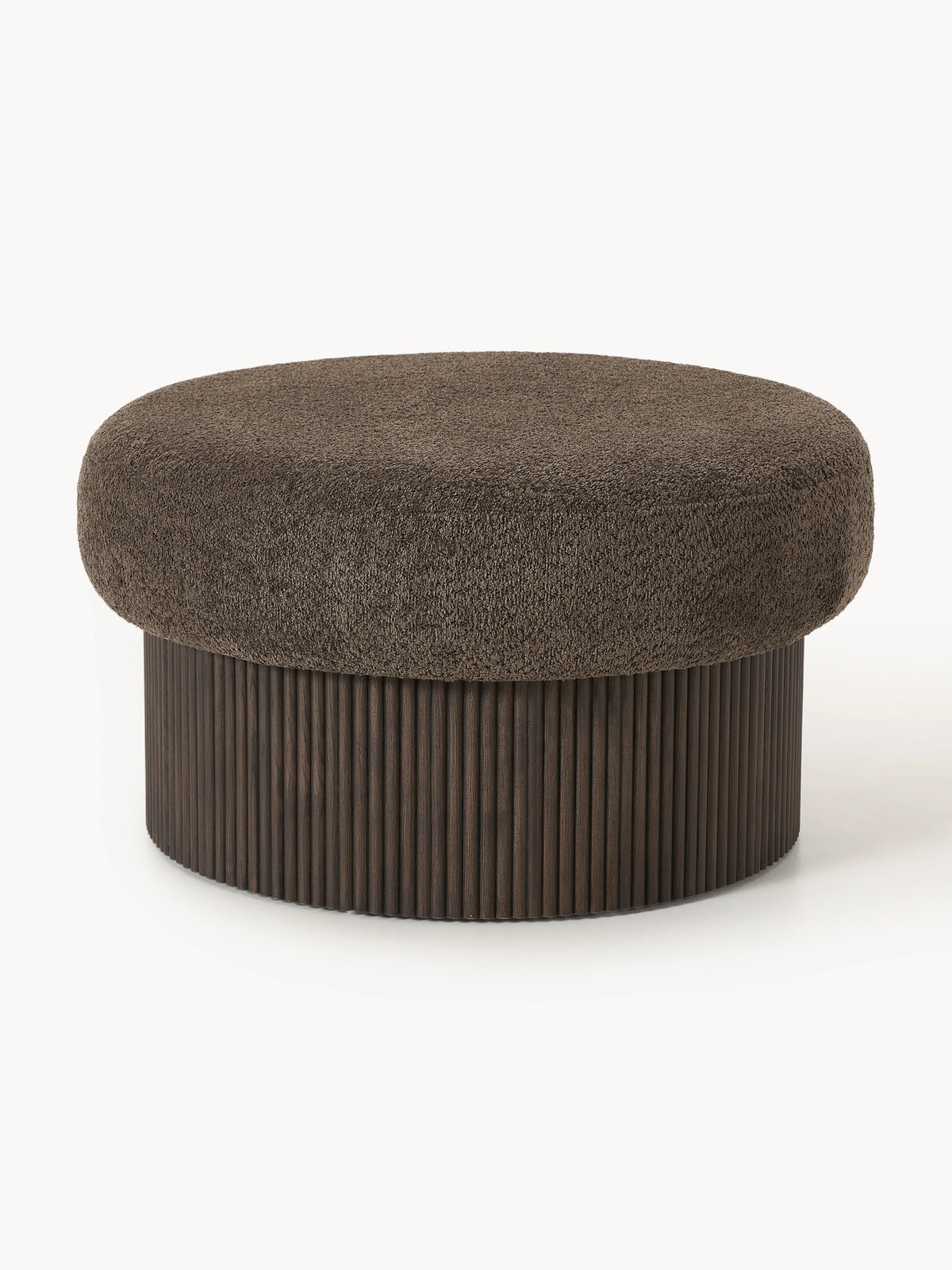 Mantar Large Silindir Sandık Puf Koyu Kahve Teddy Koyu Meşe