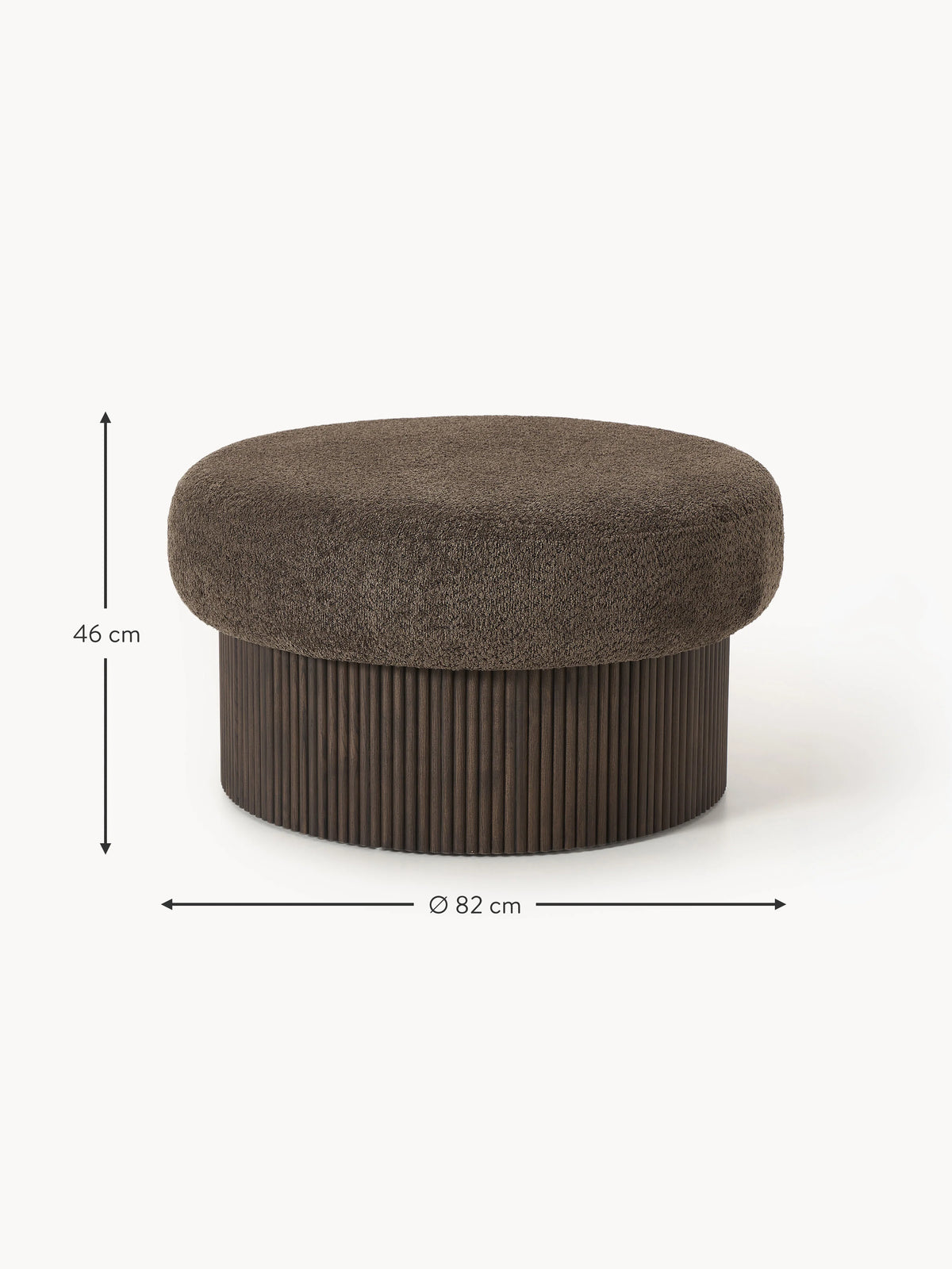Mantar Large Silindir Sandık Puf Koyu Kahve Teddy Koyu Meşe