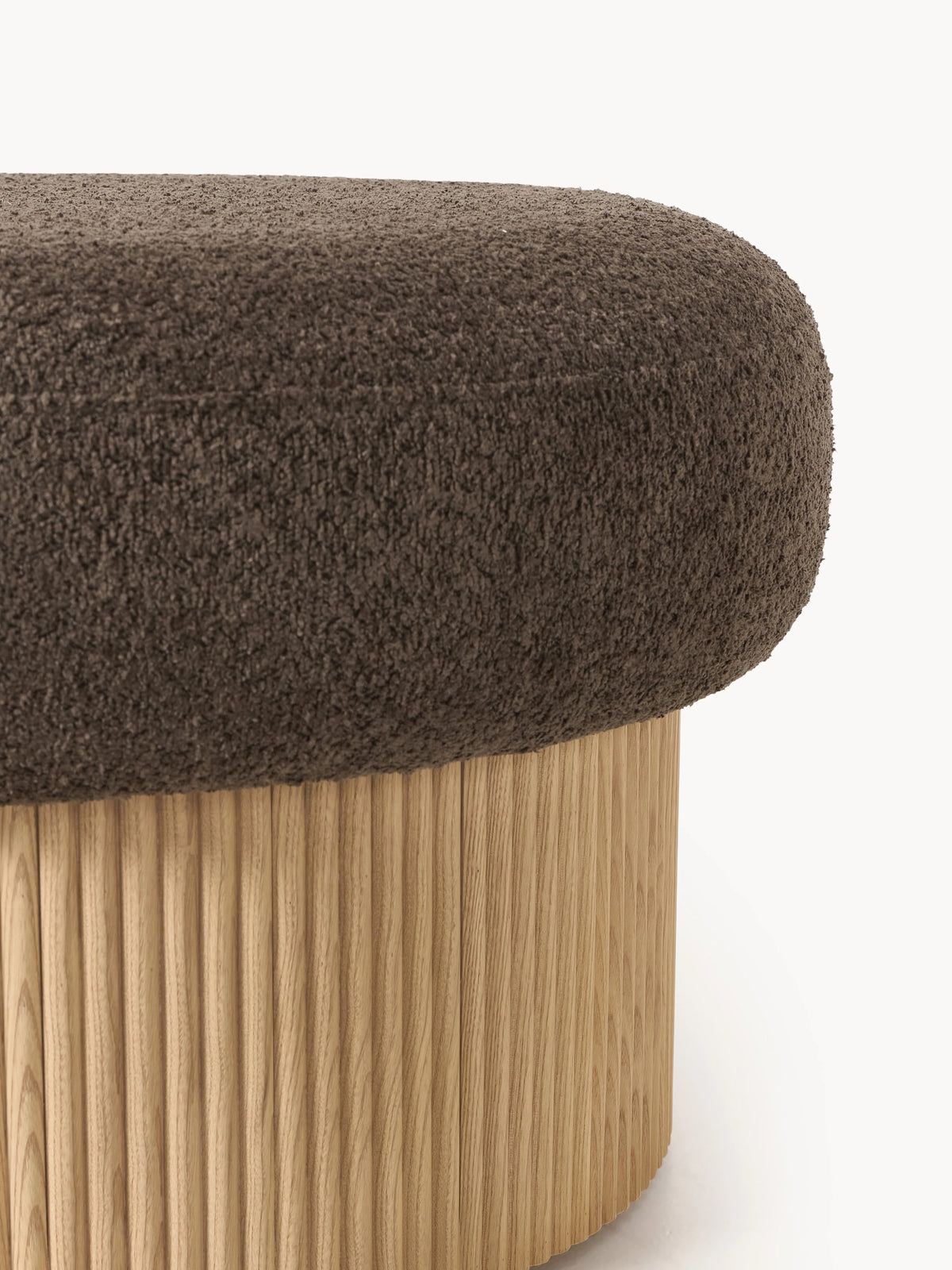 Mantar Large Silindir Sandık Puf Koyu Kahve Teddy Meşe