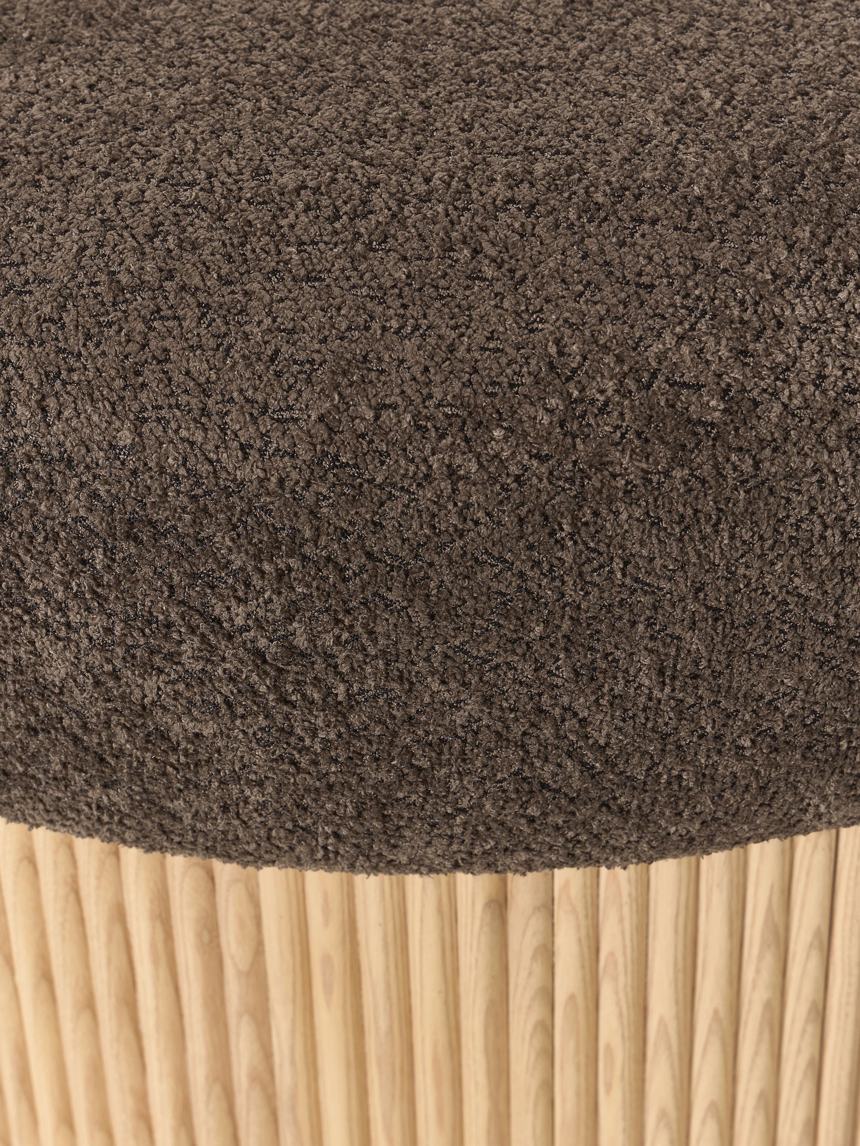 Mantar Large Silindir Sandık Puf Koyu Kahve Teddy Meşe