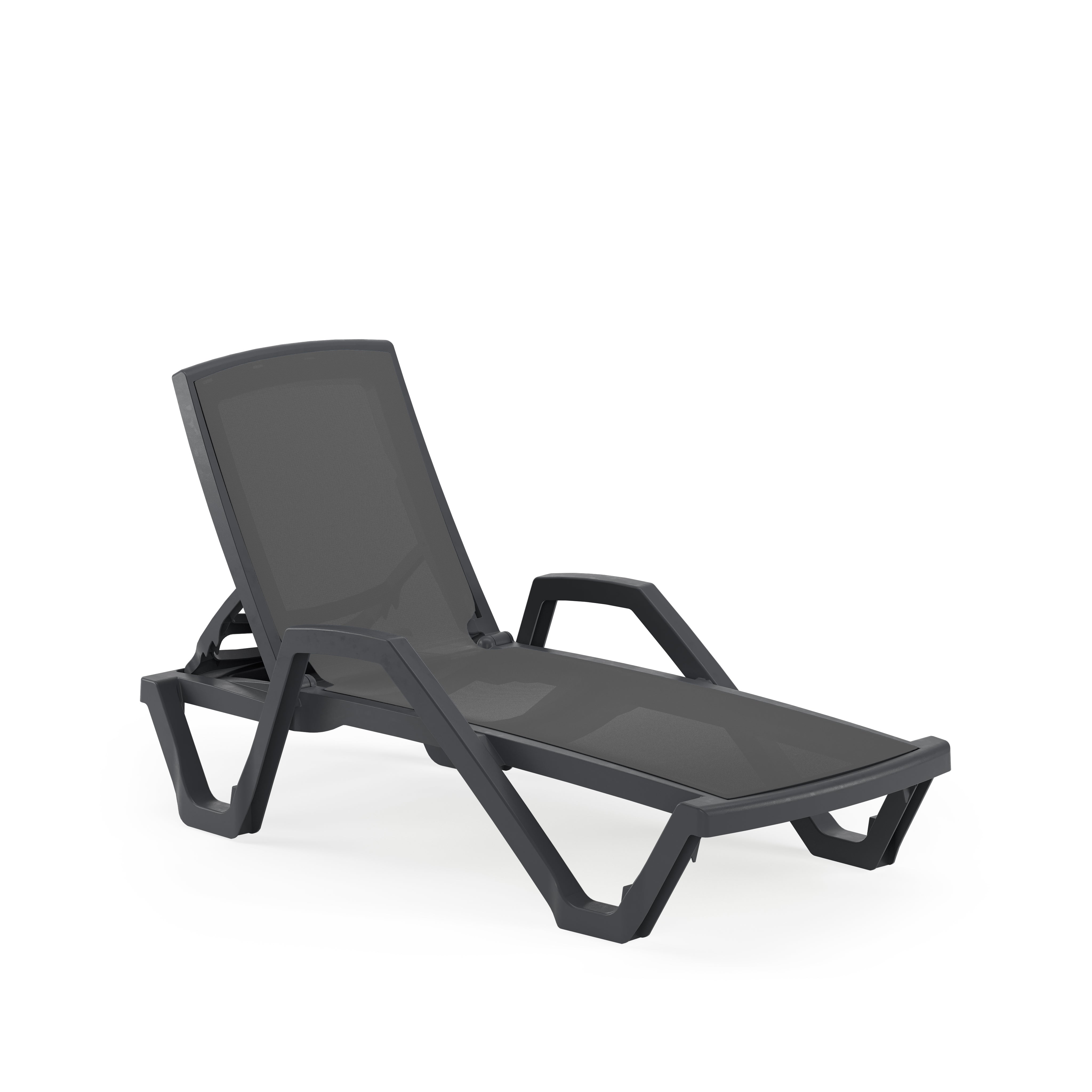 Mare Kollu Polipropilen Şezlong Antrasit Siyah
