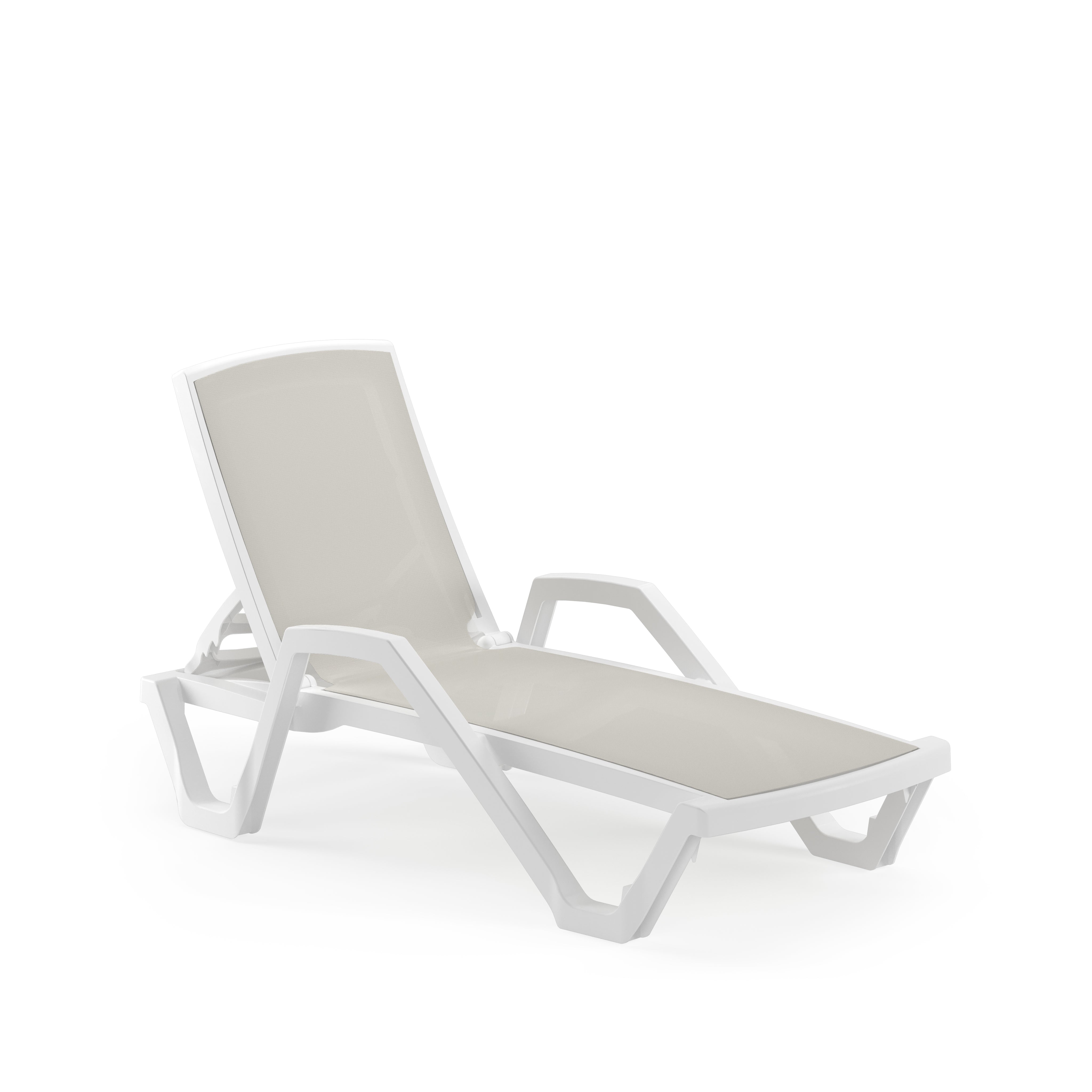 Mare Kollu Polipropilen Şezlong Beyaz Bej Kum Beji