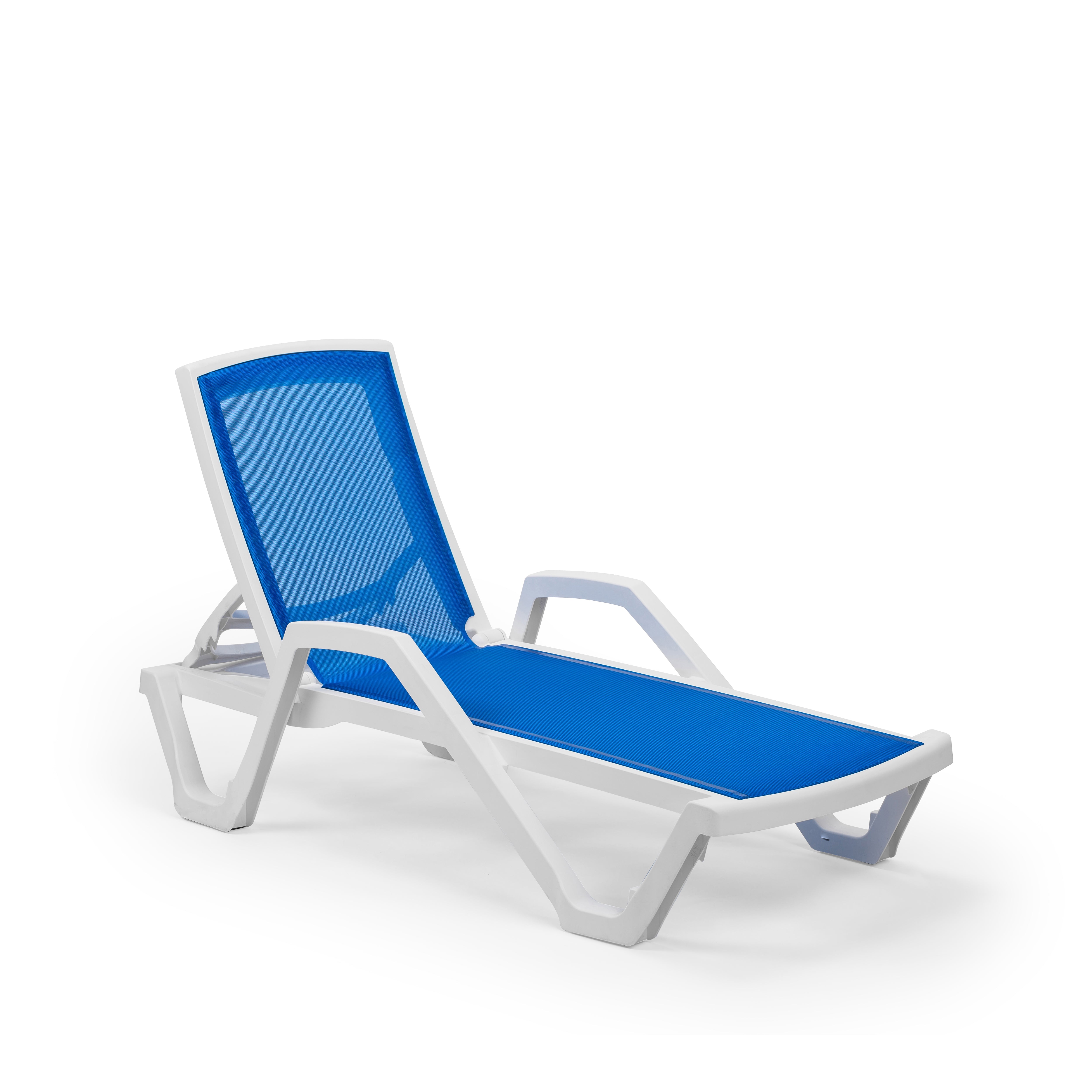 Mare Kollu Polipropilen Şezlong Beyaz Koyu Mavi