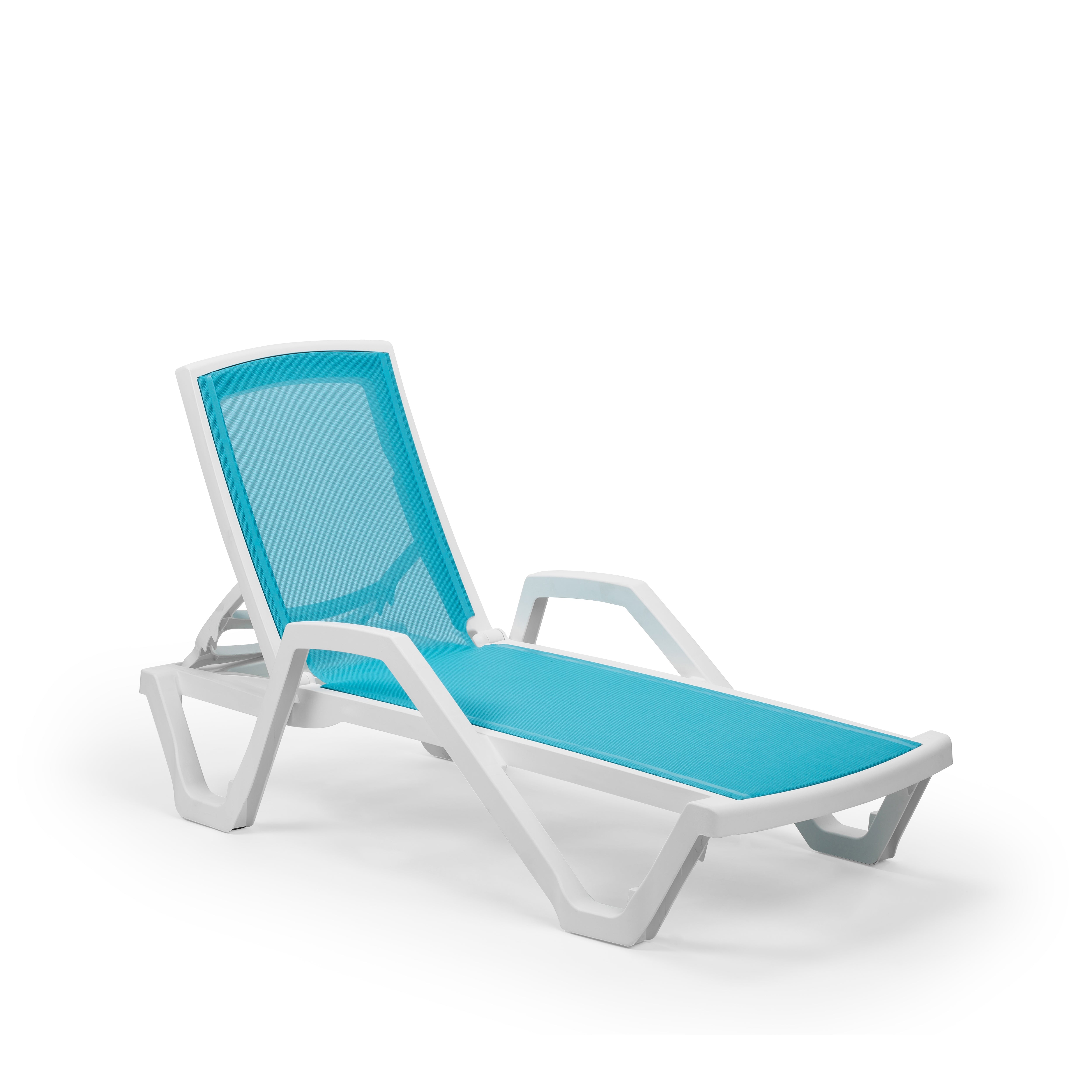 Mare Kollu Polipropilen Şezlong Beyaz Turkuaz