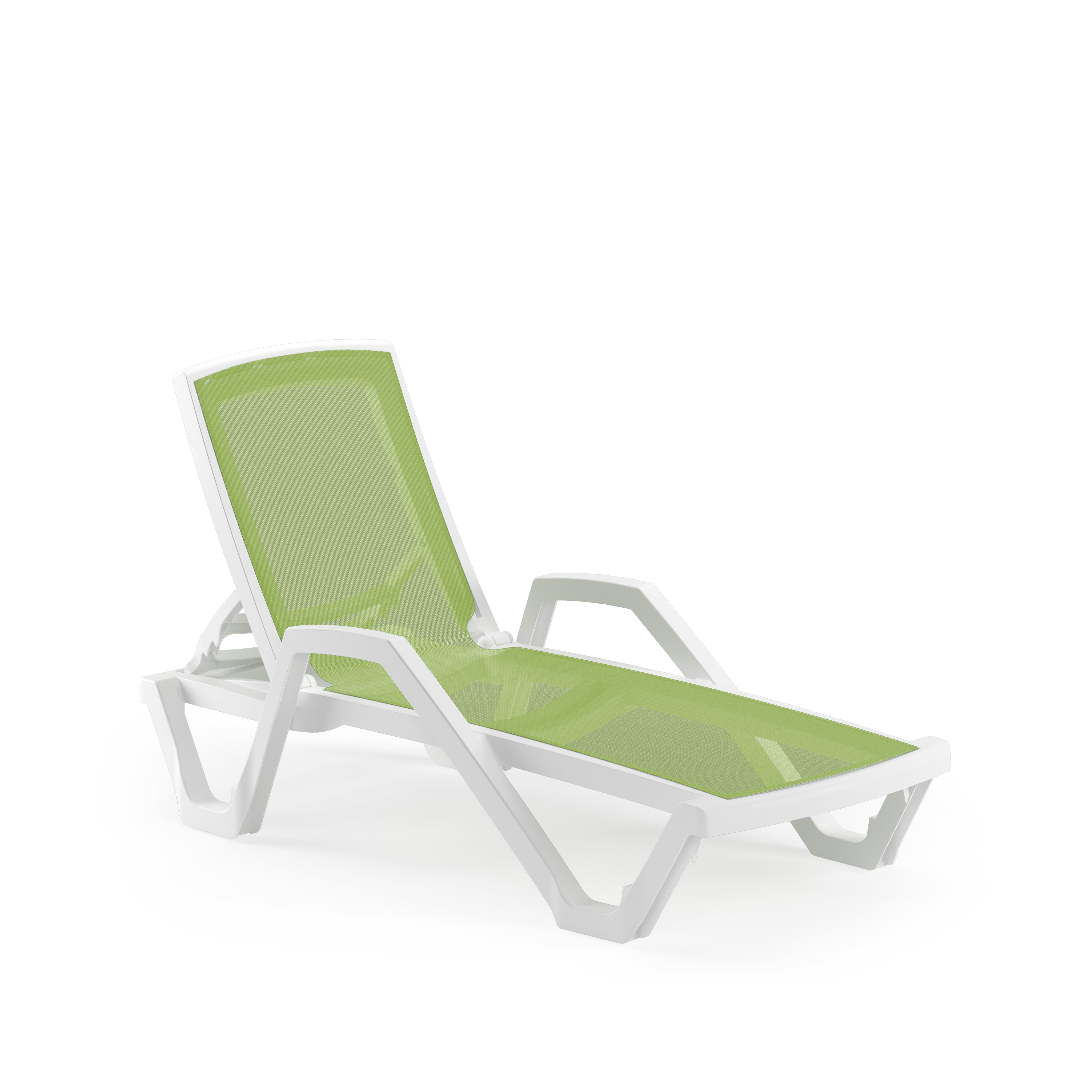 Mare Kollu Polipropilen Şezlong Beyaz Yeşil