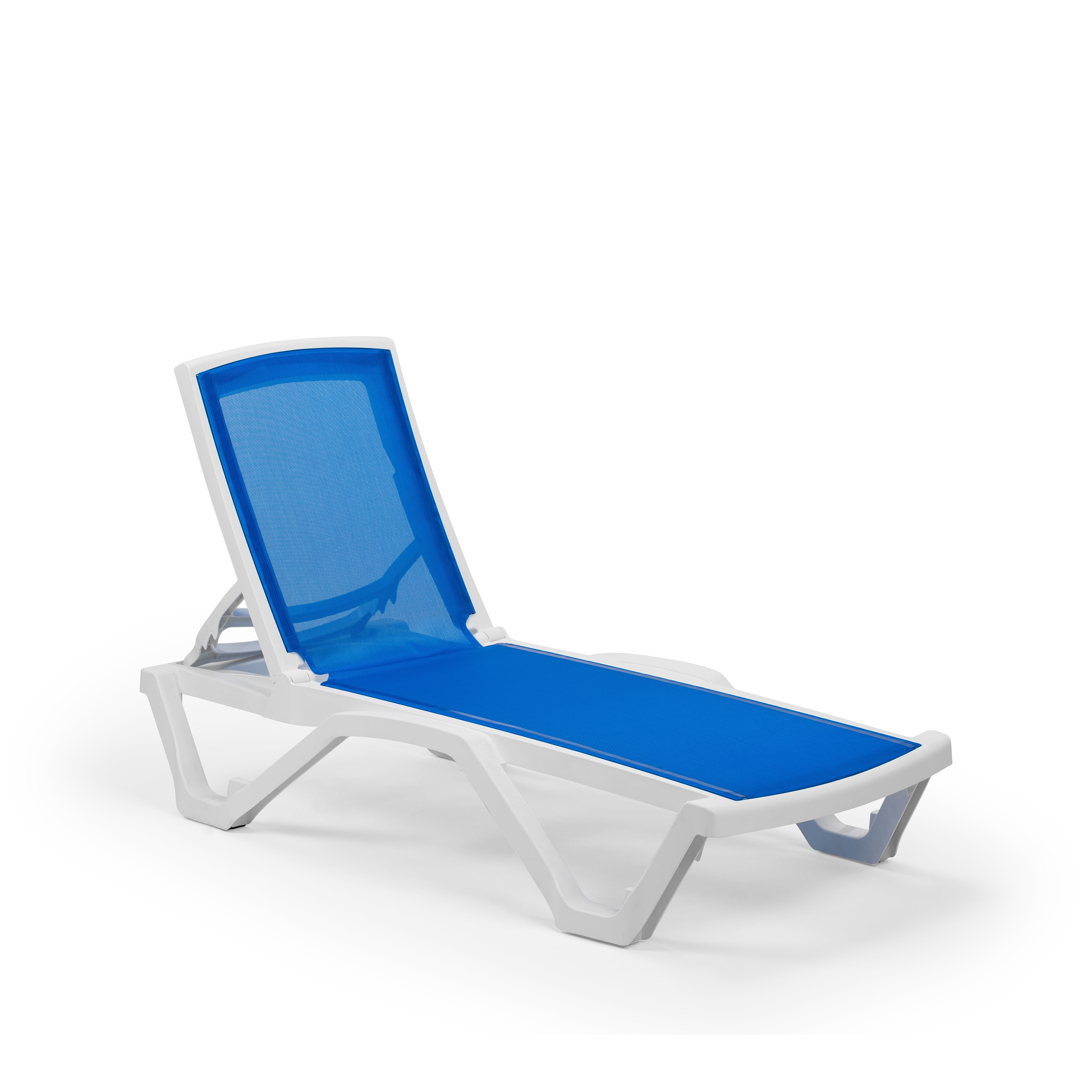 Mare Kolsuz Polipropilen Şezlong Beyaz Koyu Mavi