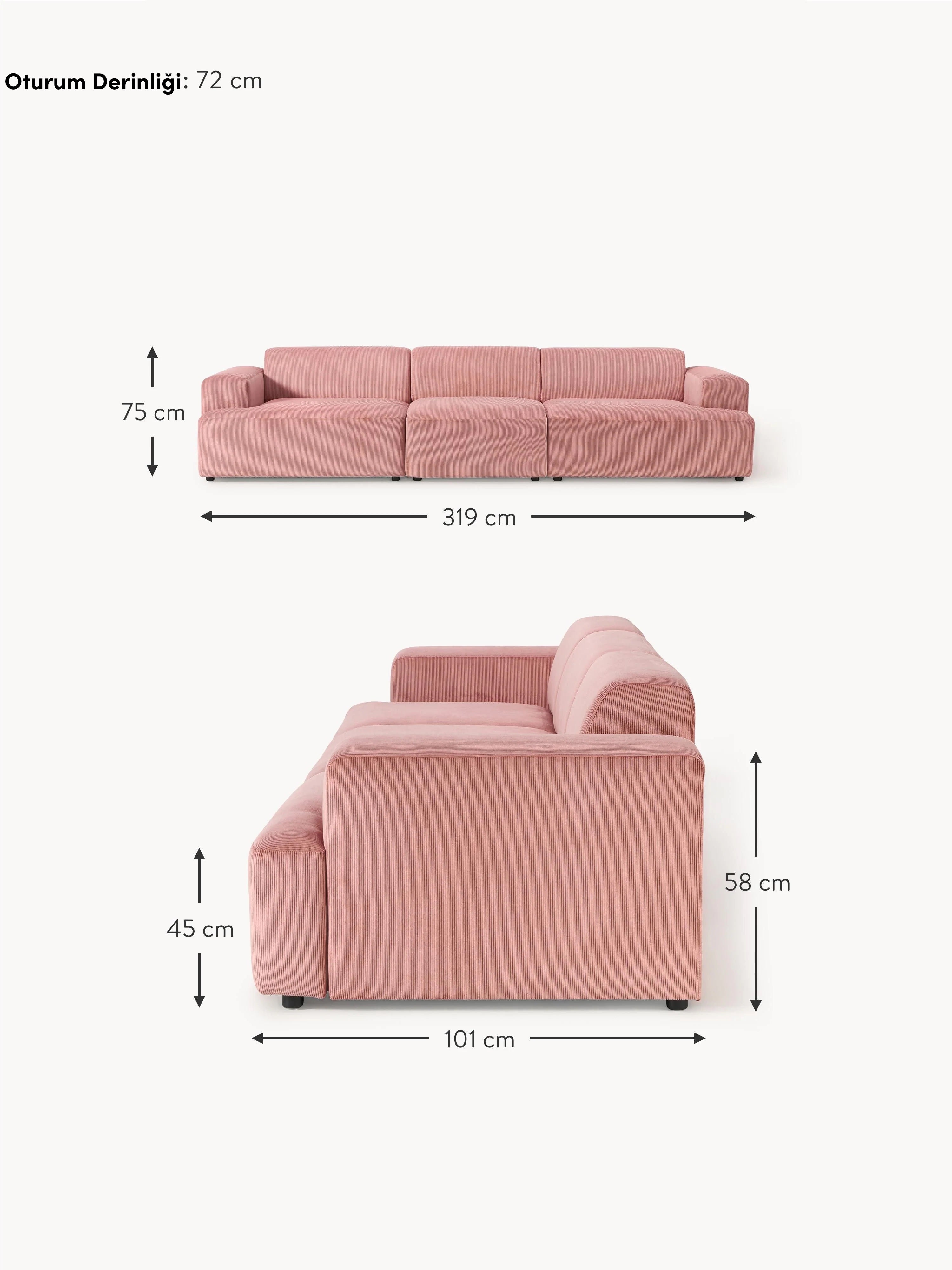 Mira Dörtlü Koltuk Pembe Fitilli