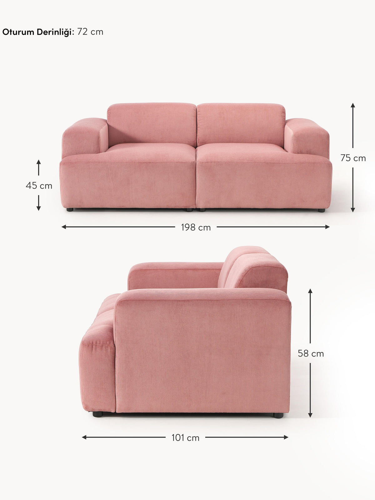 Mira İkili Koltuk Pembe Fitilli