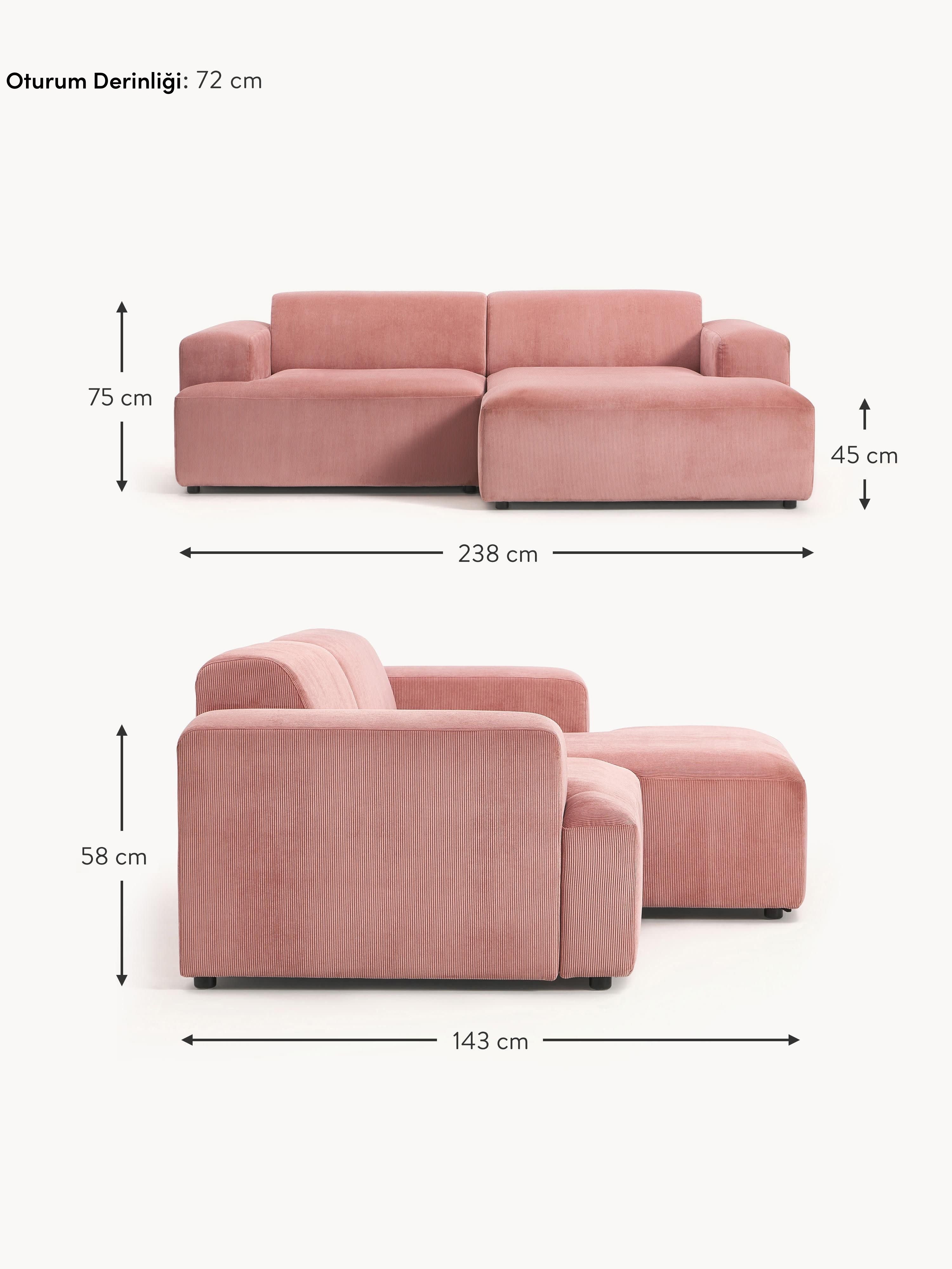 Mira Köşe Koltuk Pembe Fitilli
