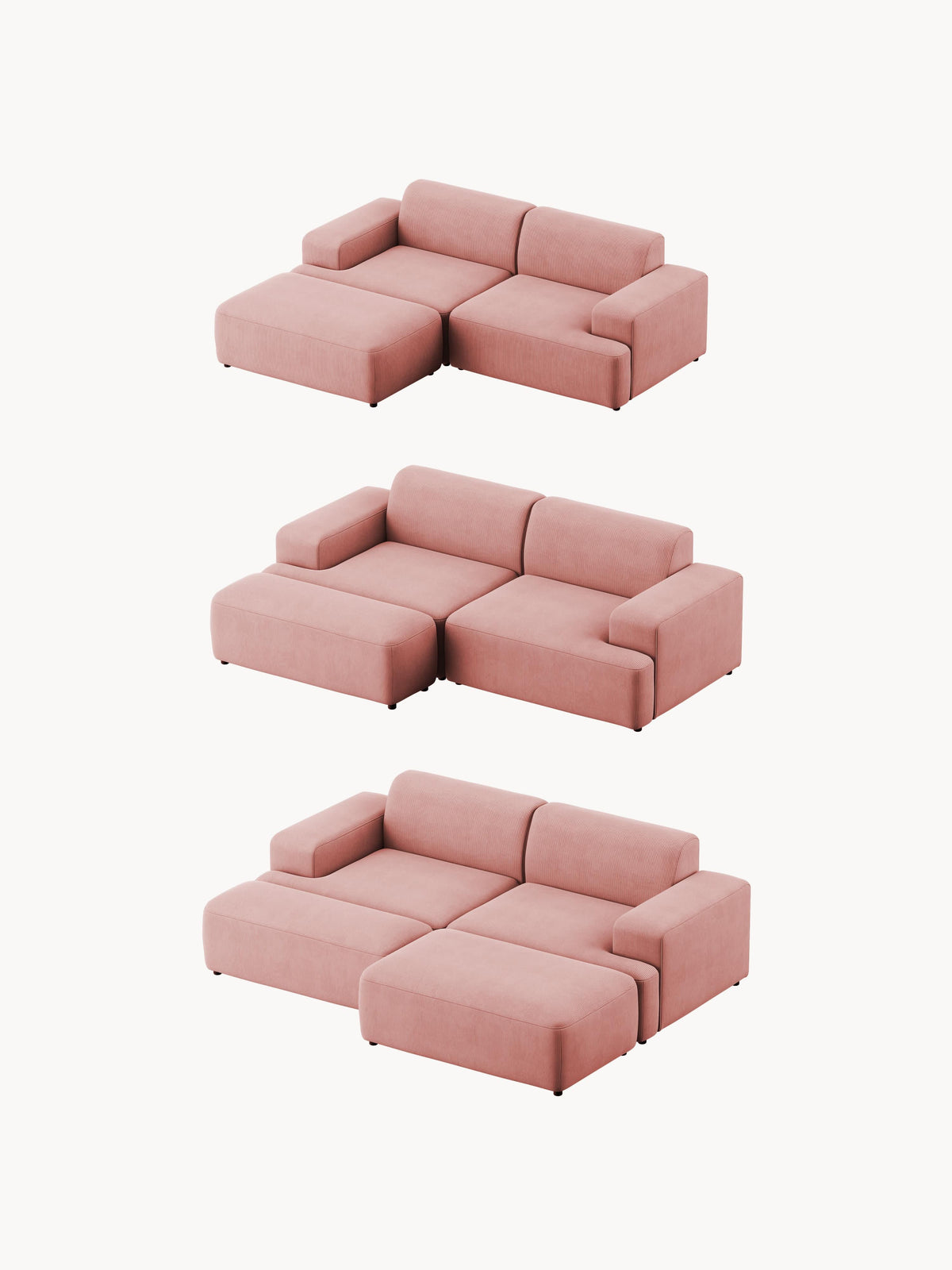 Mira Üçlü Koltuk Pembe Fitilli