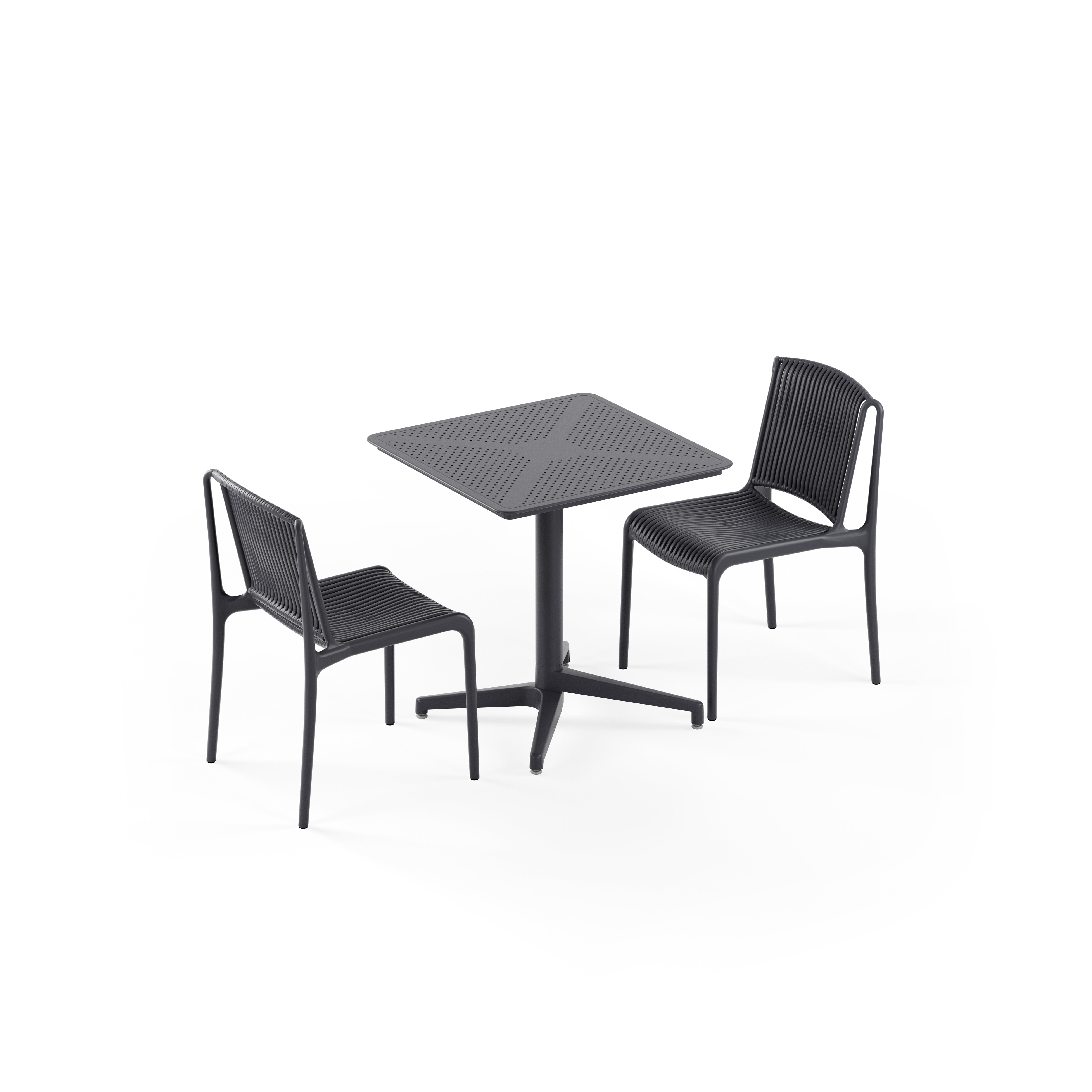 Moon 2 Kişilik Kare Polipropilen Masa Antrasit & Nes Sandalye Antrasit