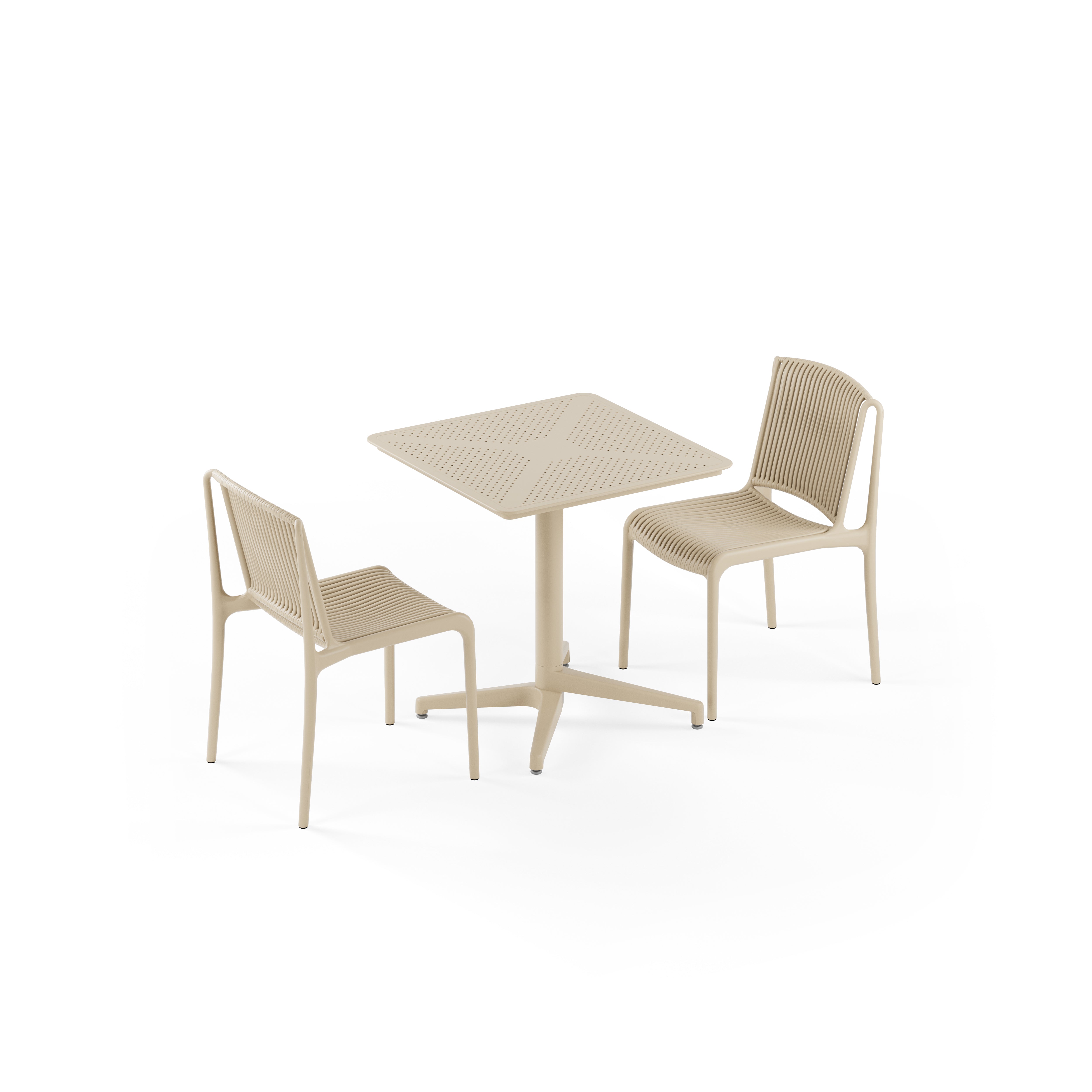 Moon 2 Kişilik Kare Polipropilen Masa Bej & Nes Sandalye Bej