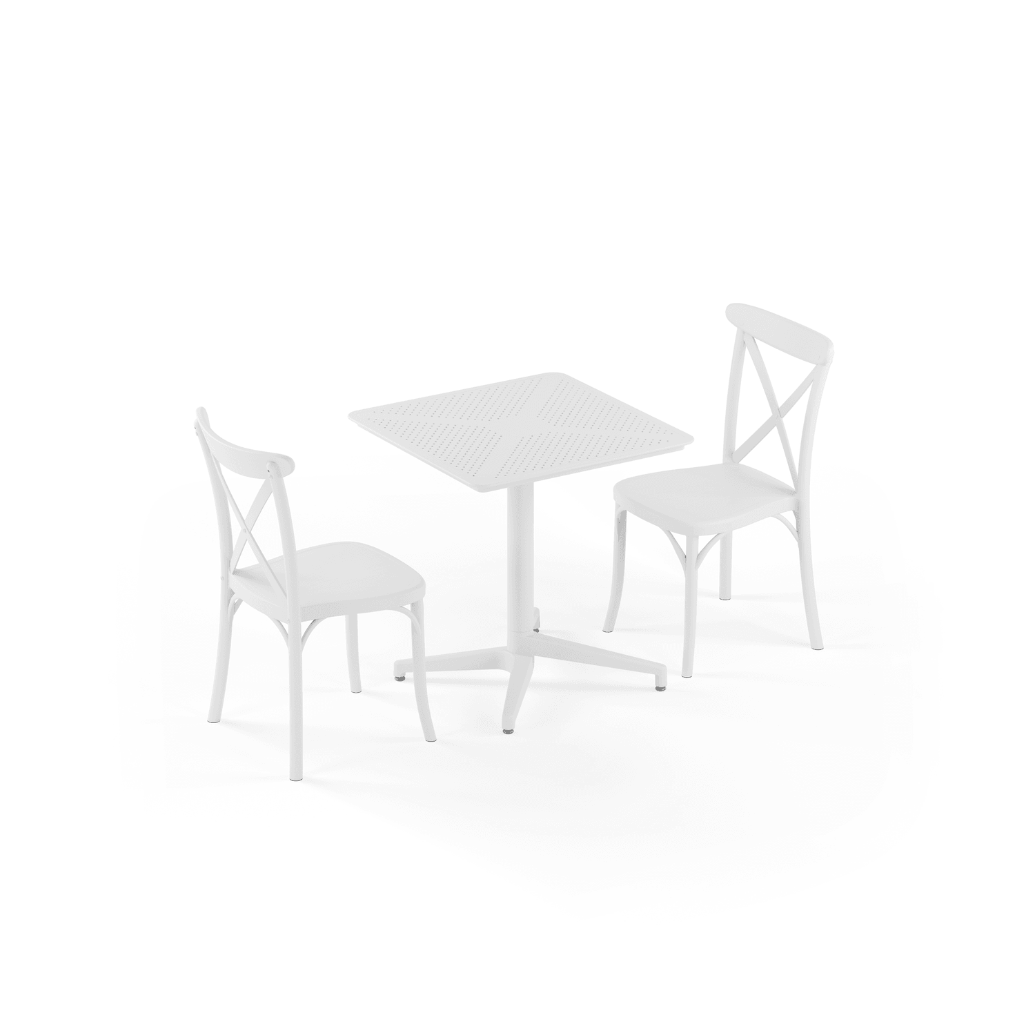 Moon 2 Kişilik Kare Polipropilen Masa Beyaz & Capri Sandalye Beyaz