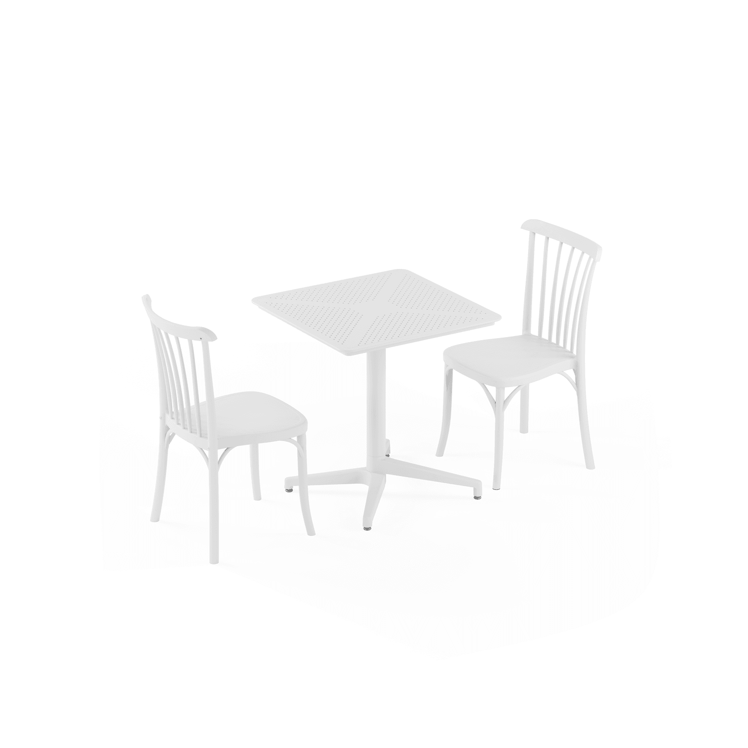 Moon 2 Kişilik Kare Polipropilen Masa Beyaz & Gozo Sandalye Beyaz