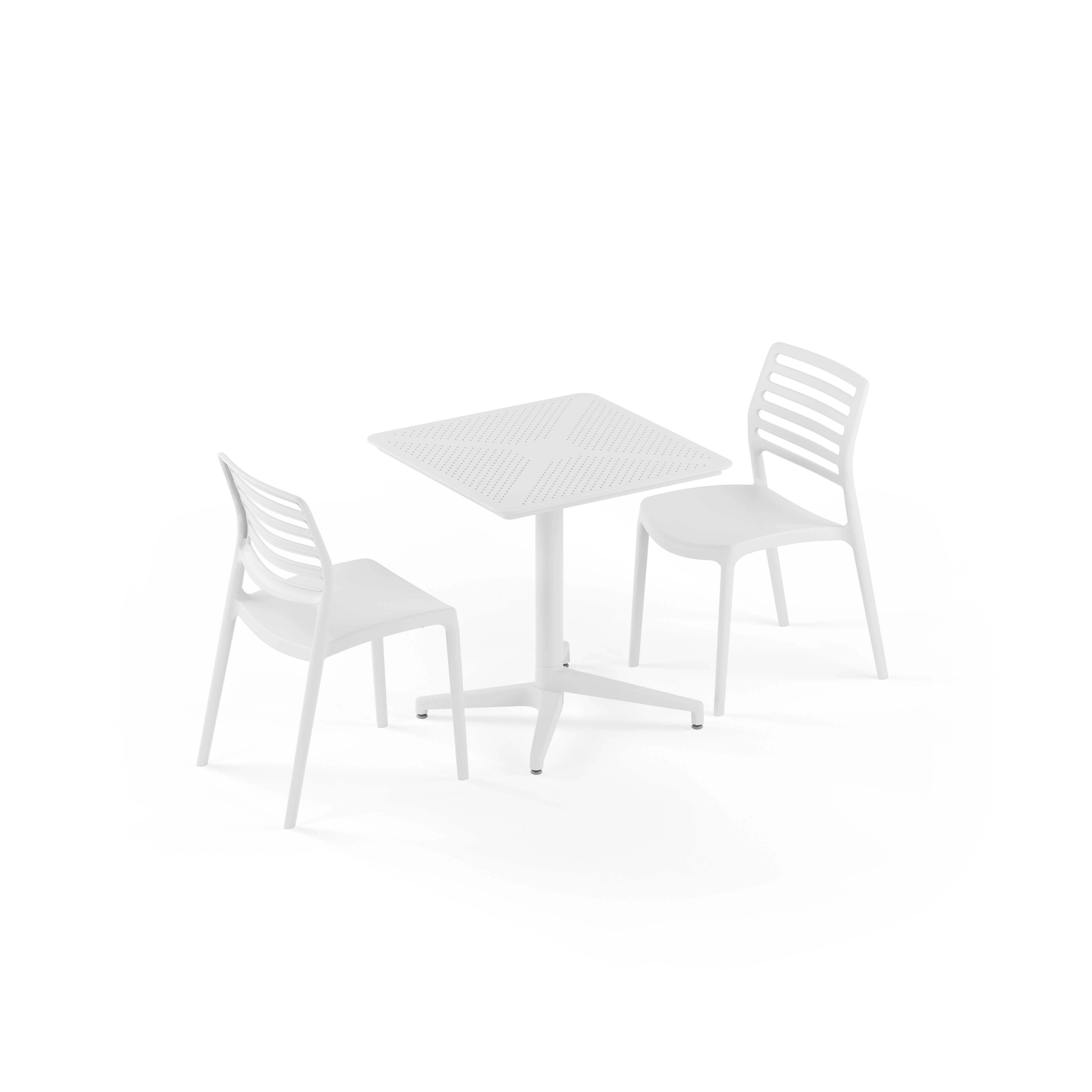 Moon 2 Kişilik Kare Polipropilen Masa Beyaz & Louise Sandalye Beyaz
