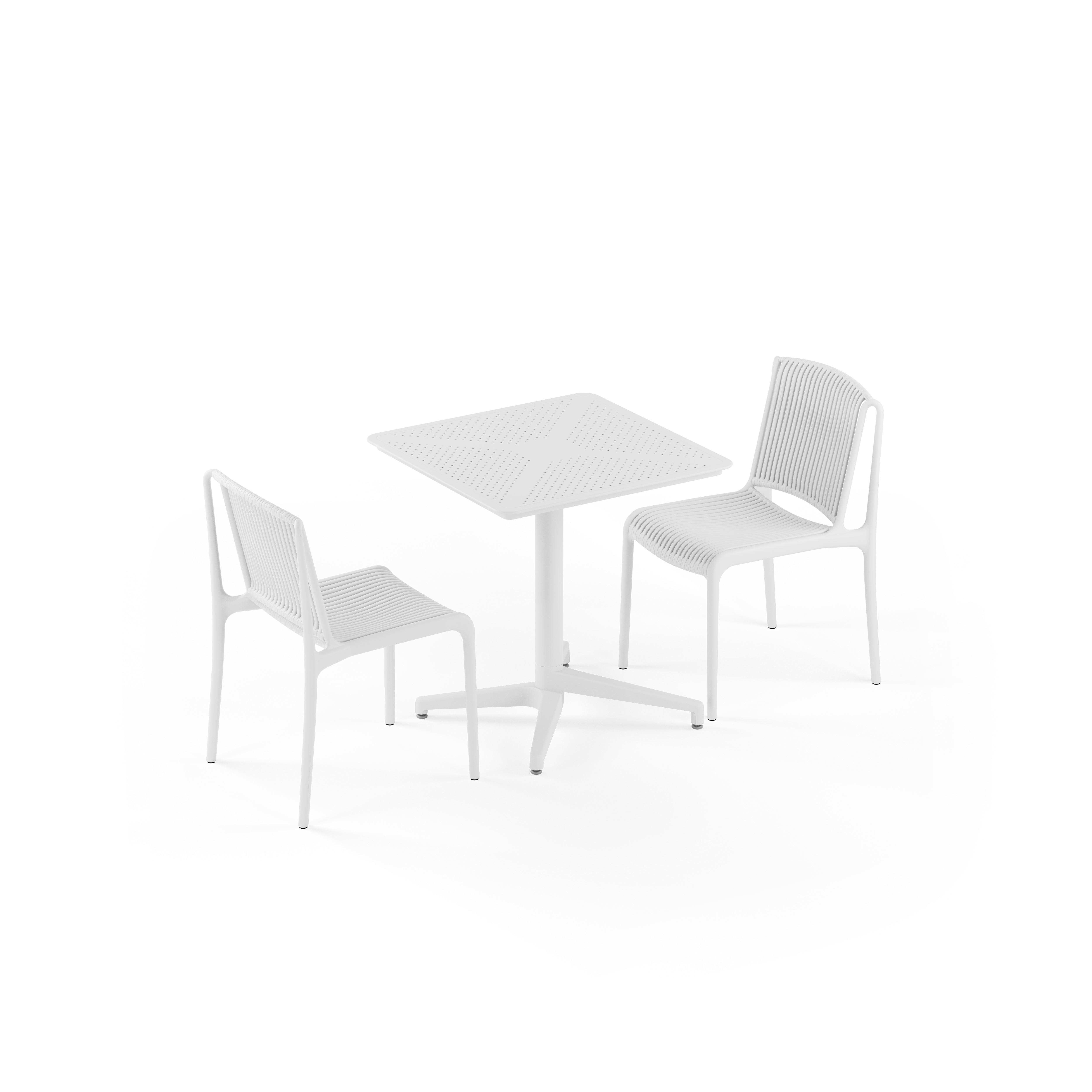 Moon 2 Kişilik Kare Polipropilen Masa Beyaz & Nes Sandalye Beyaz