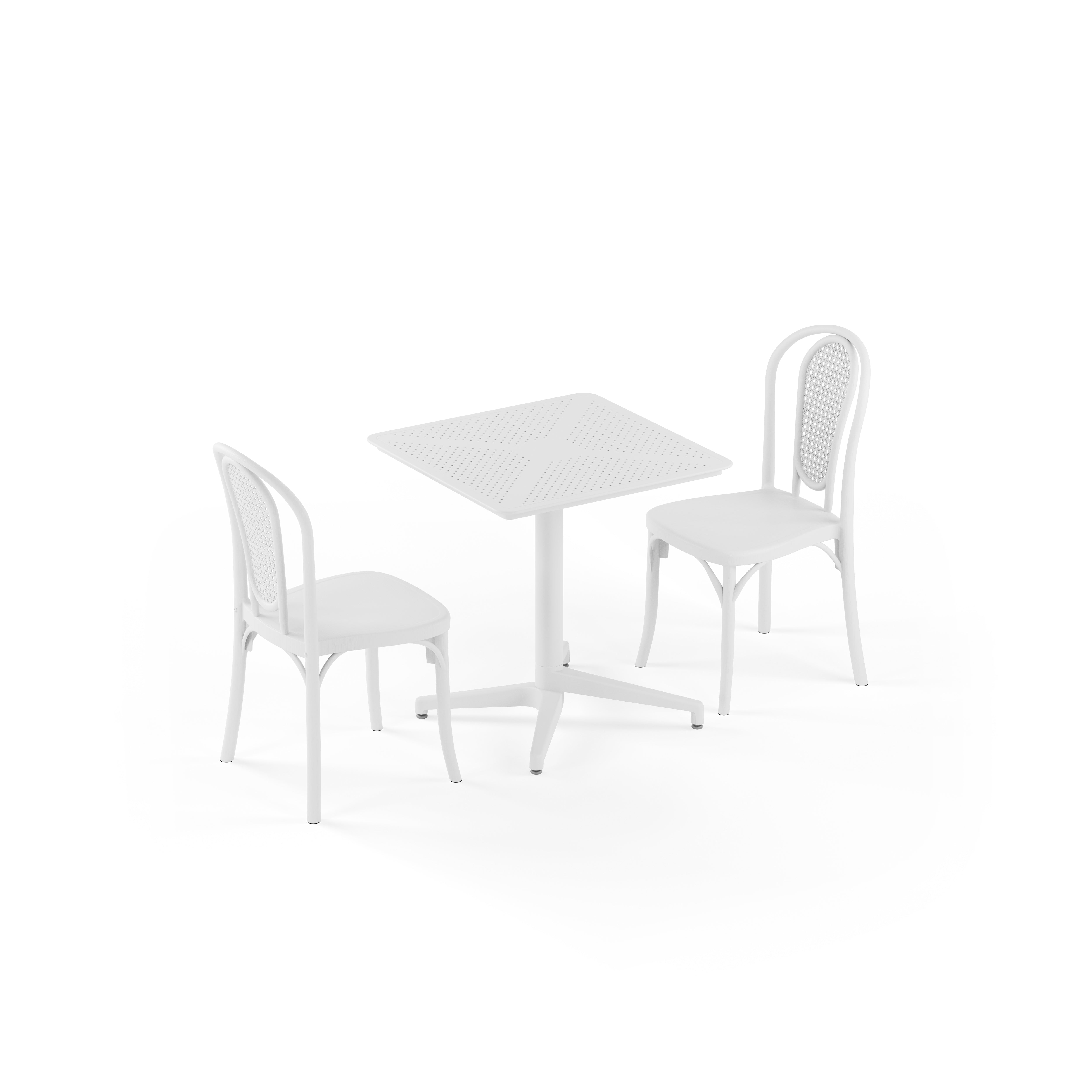 Moon 2 Kişilik Kare Polipropilen Masa Beyaz & Sozo C Sandalye Beyaz