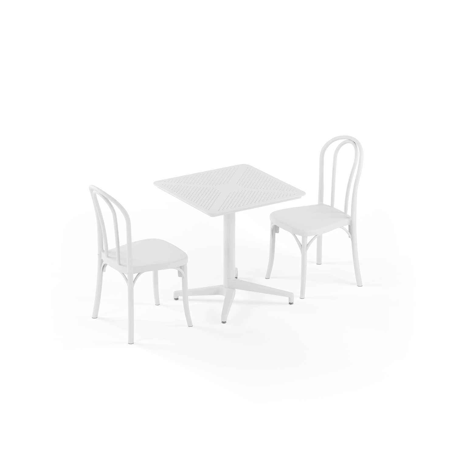 Moon 2 Kişilik Kare Polipropilen Masa Beyaz & Sozo Sandalye Beyaz