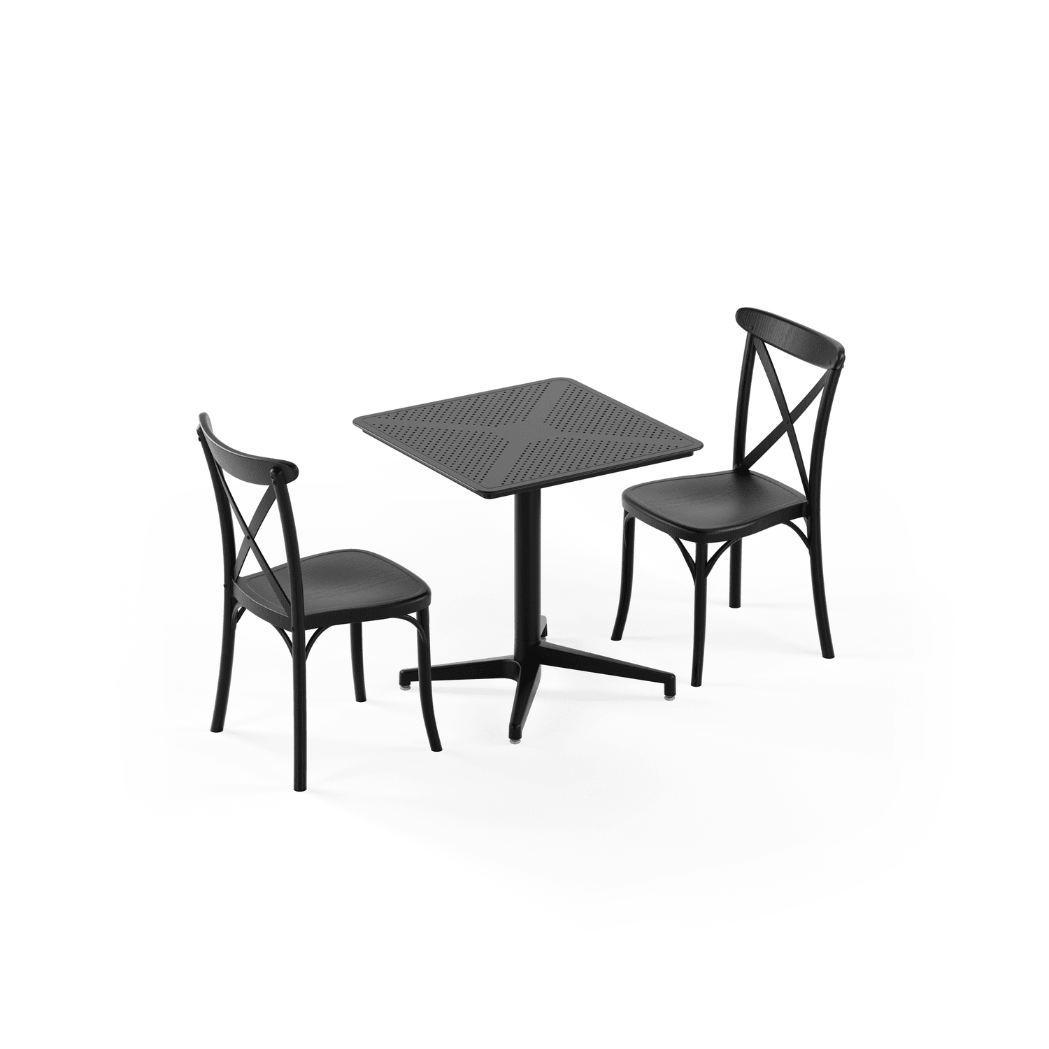 Moon 2 Kişilik Kare Polipropilen Masa Siyah & Capri Sandalye Siyah