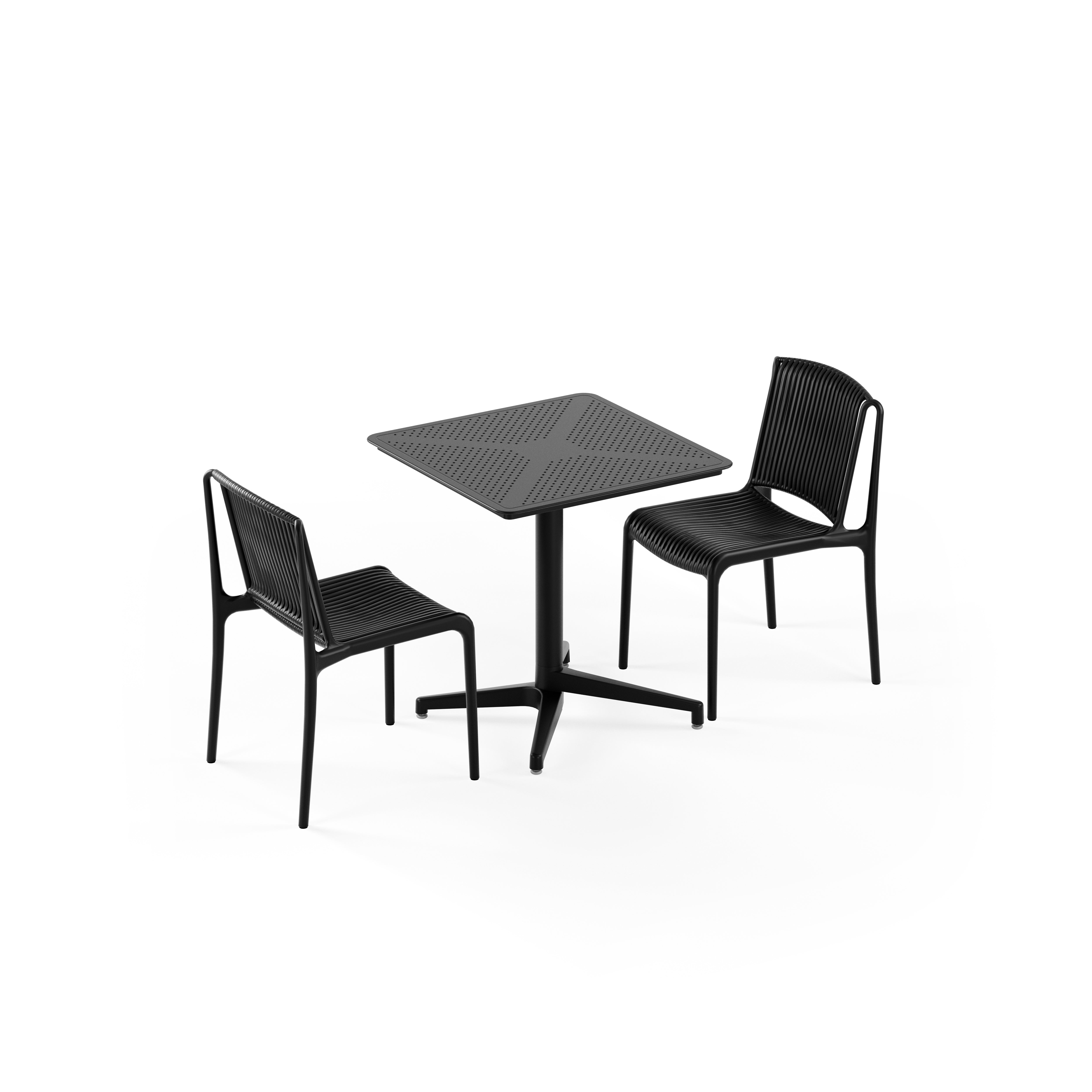 Moon 2 Kişilik Kare Polipropilen Masa Siyah & Nes Sandalye Siyah