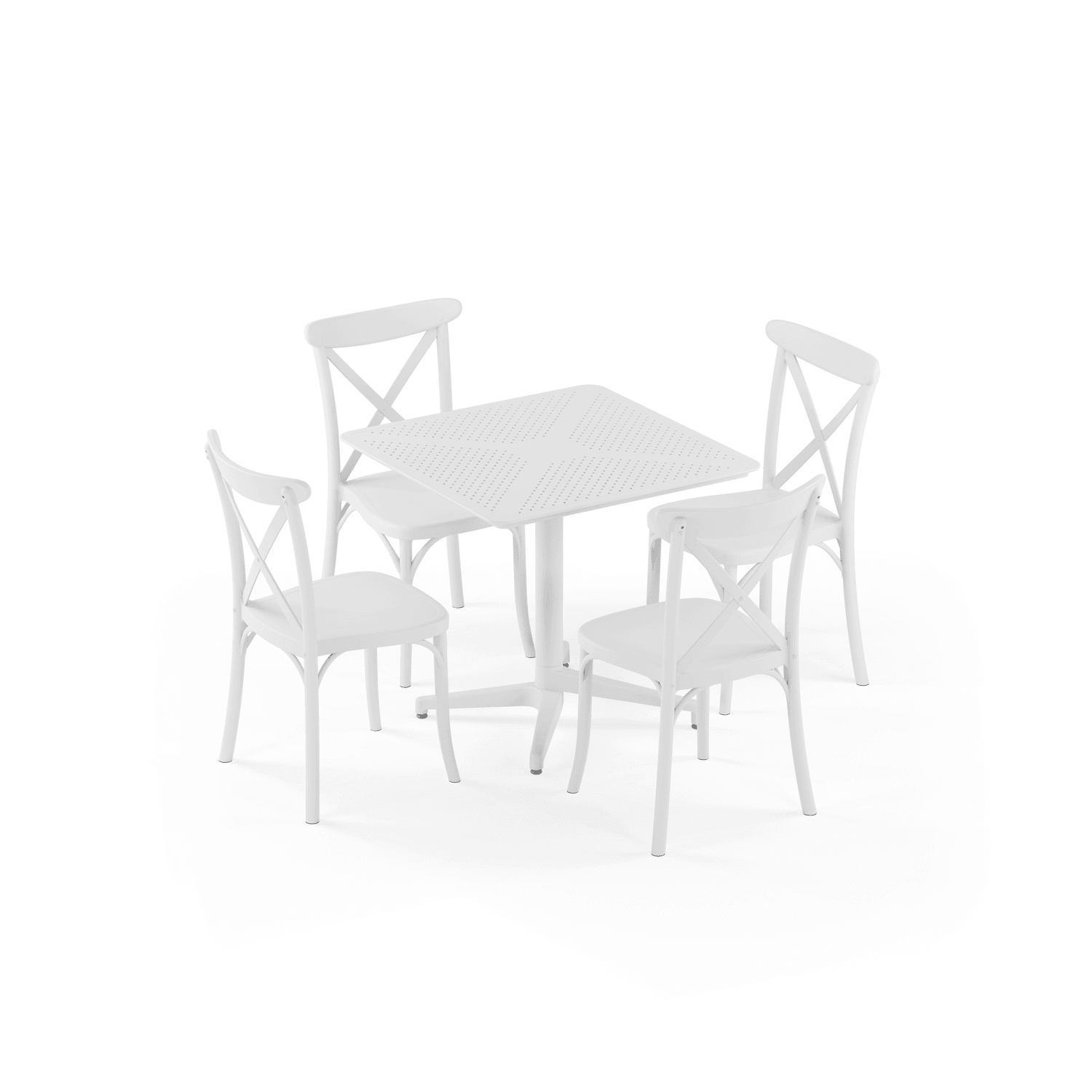 Moon 4 Kişilik Kare Polipropilen Masa Beyaz & Capri Sandalye Beyaz