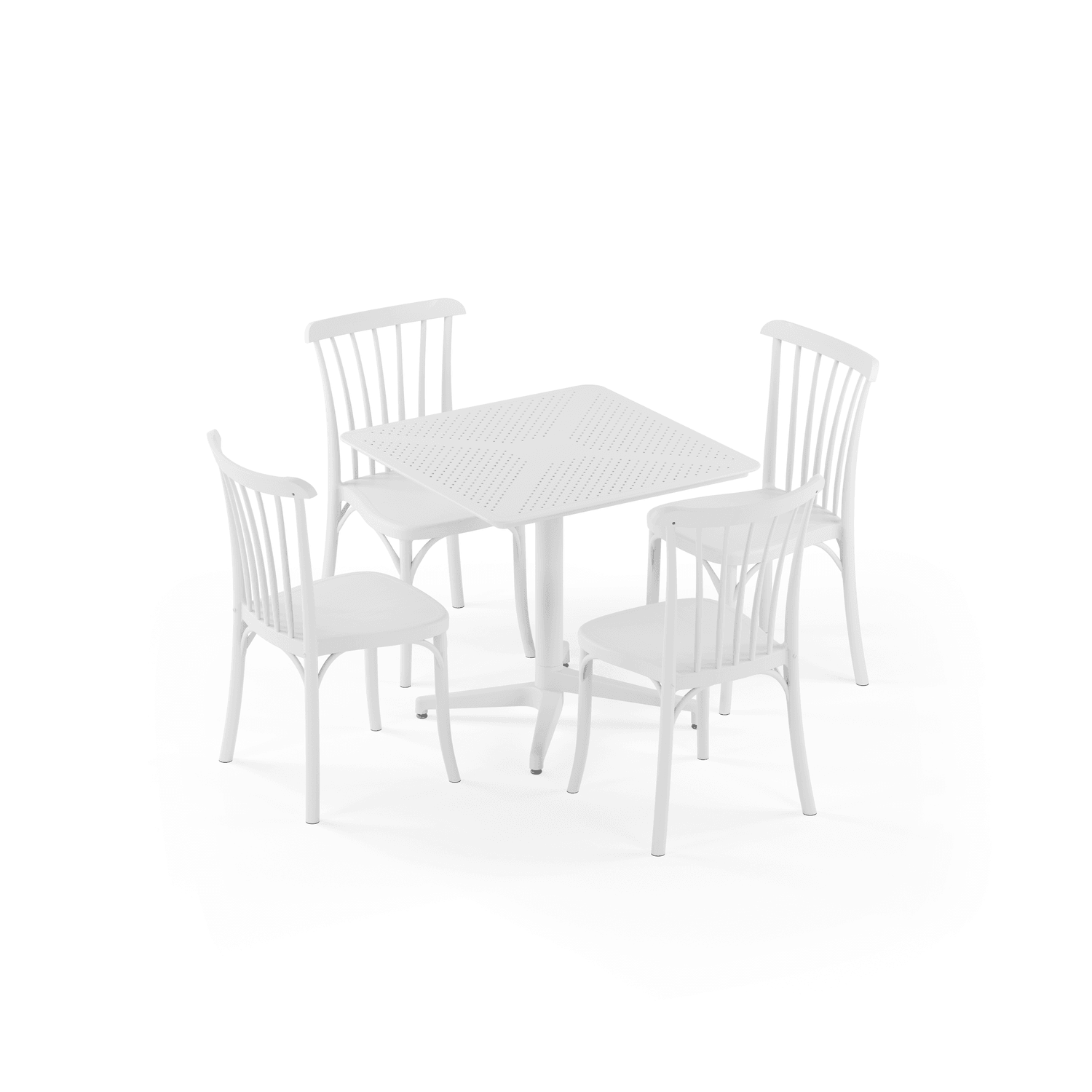 Moon 4 Kişilik Kare Polipropilen Masa Beyaz & Gozo Sandalye Beyaz