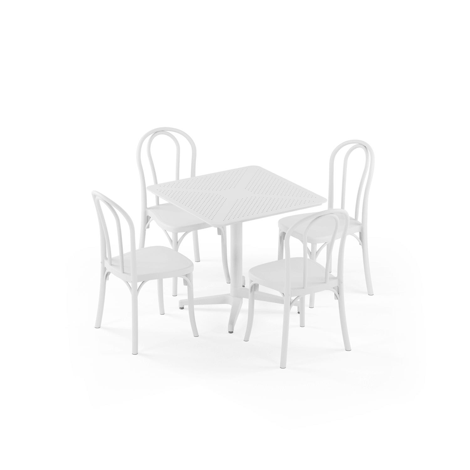 Moon 4 Kişilik Kare Polipropilen Masa Beyaz & Sozo Sandalye Beyaz