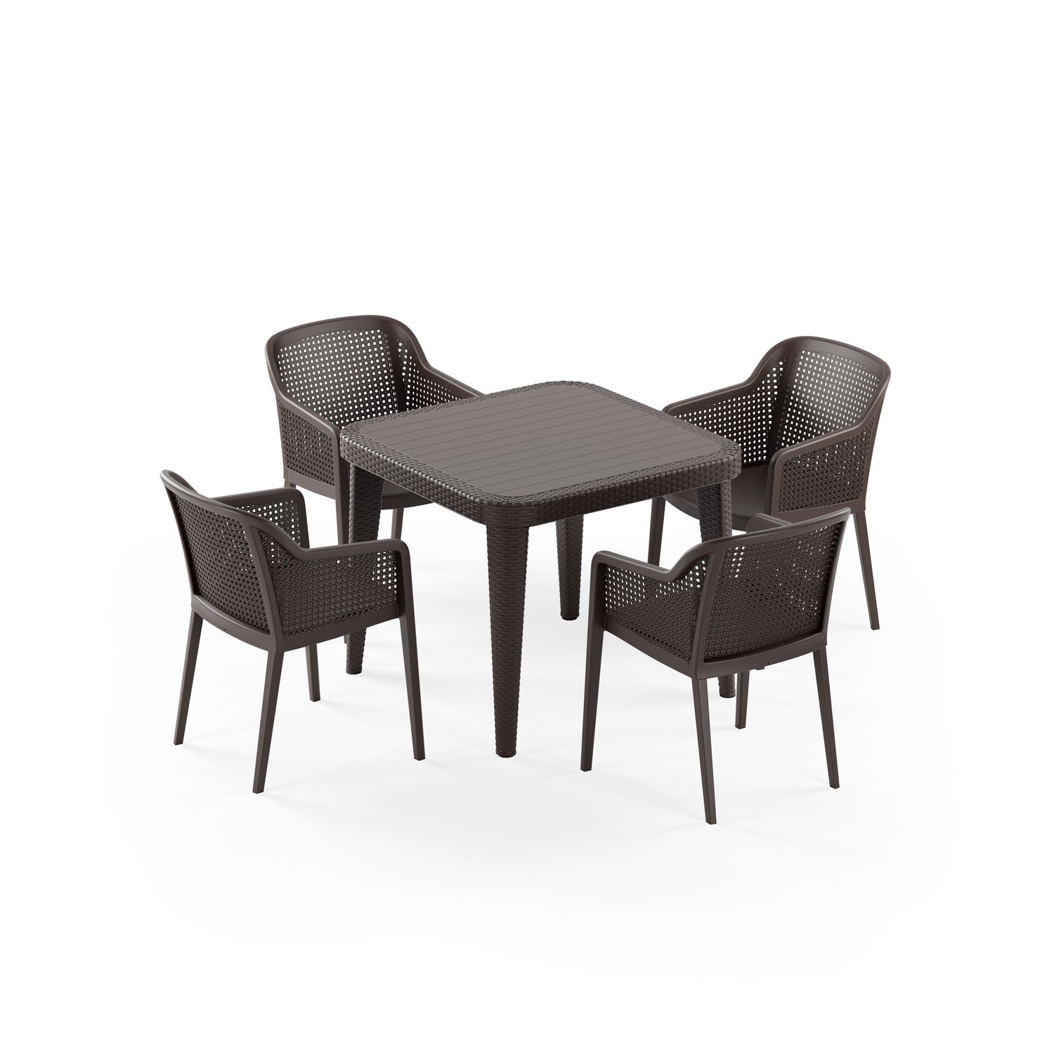 Osaka 4 Kişilik Kare Polipropilen Masa & Osaka Sandalye Venge