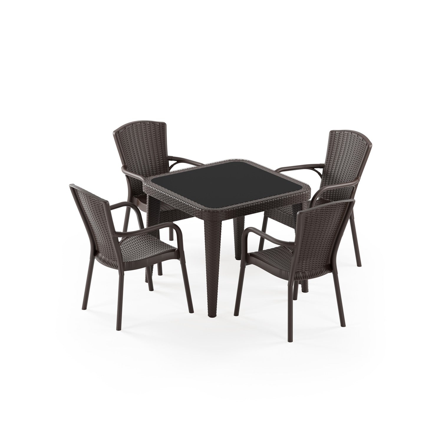 Osaka 4 Kişilik Kare Polipropilen Masa Venge & Royal Sandalye Venge