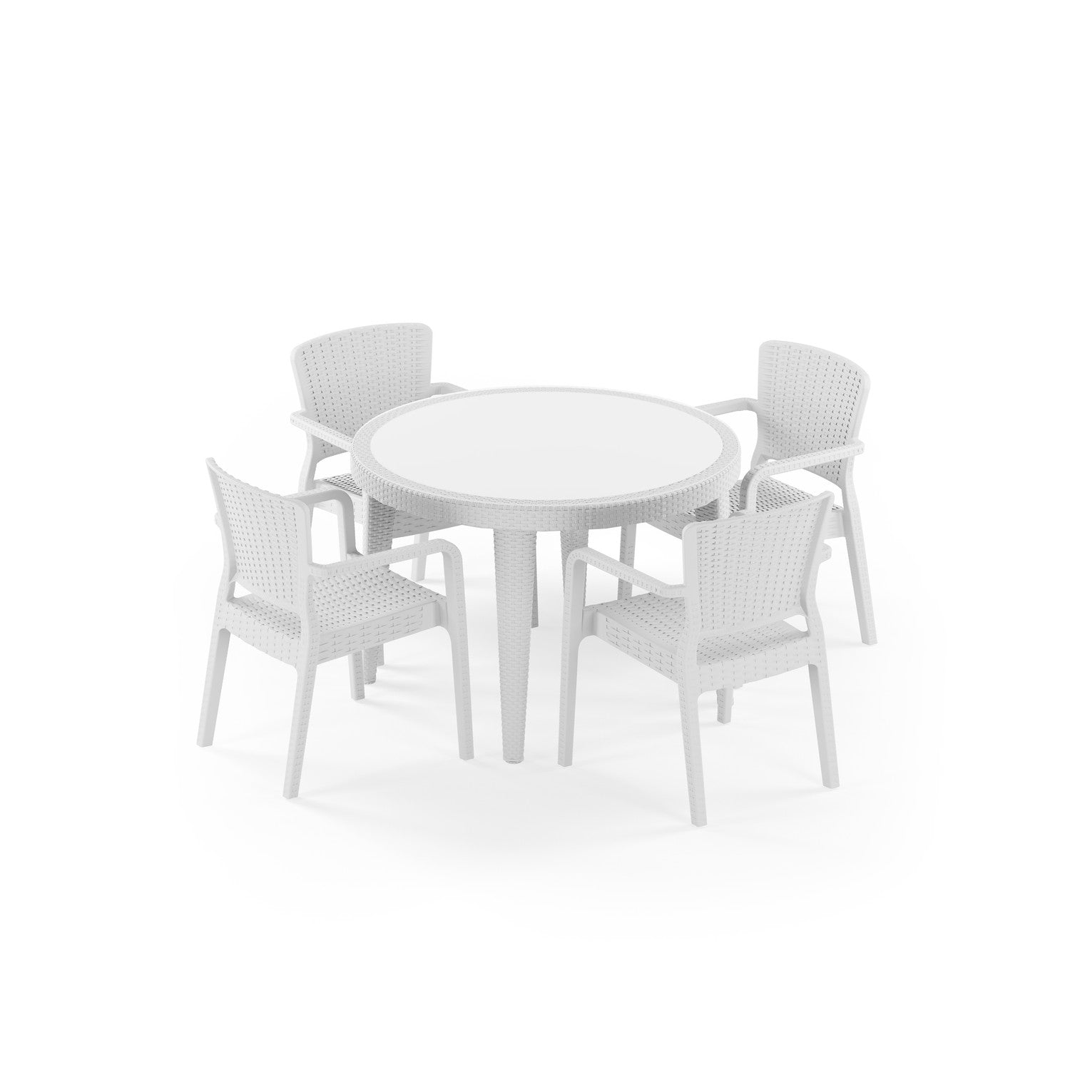 Osaka 4 Kişilik Yuvarlak Polipropilen Masa & Antares Sandalye Beyaz