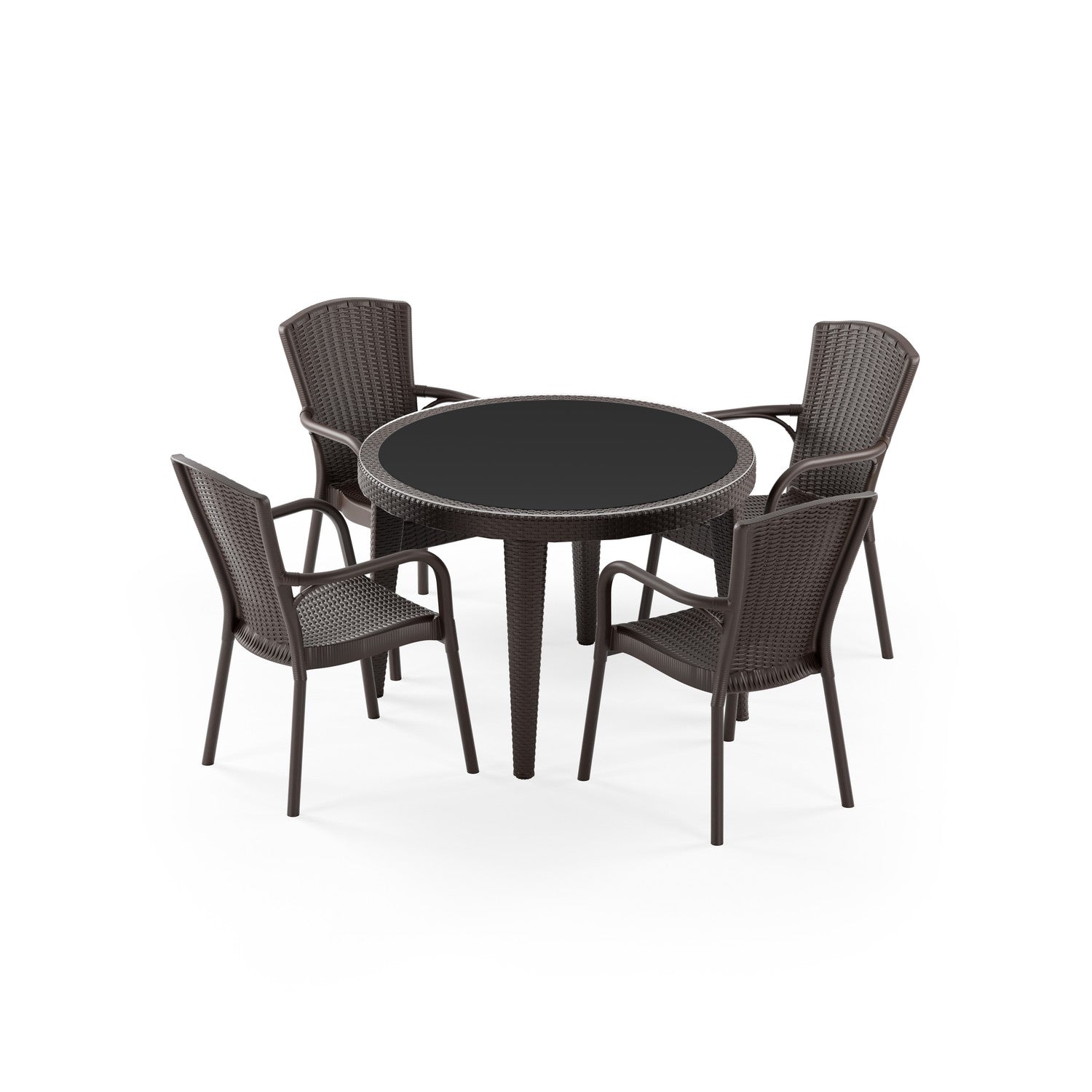 Osaka 4 Kişilik Yuvarlak Polipropilen Masa & Royal Sandalye Venge