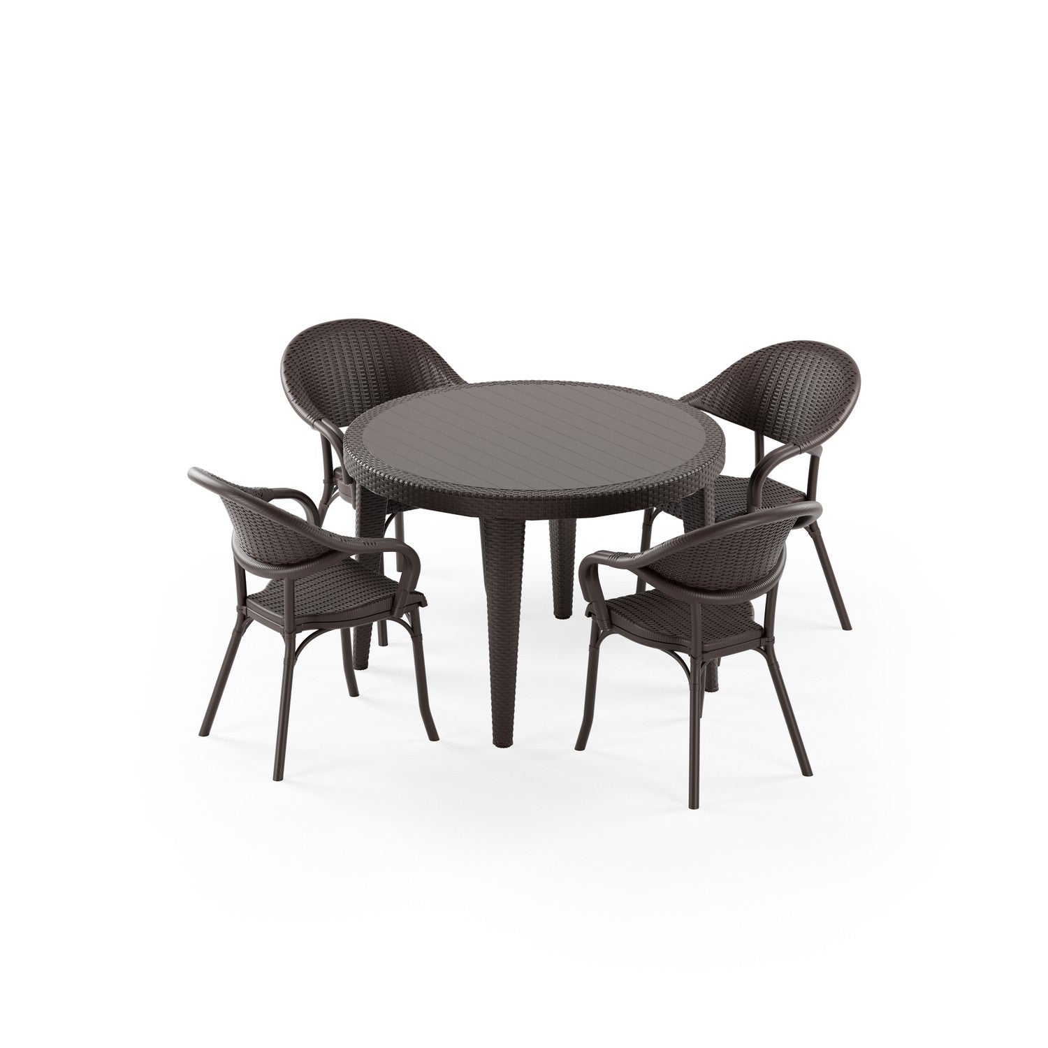 Osaka 4 Kişilik Yuvarlak Polipropilen Masa Venge & Flash-R Kollu Sandalye Venge