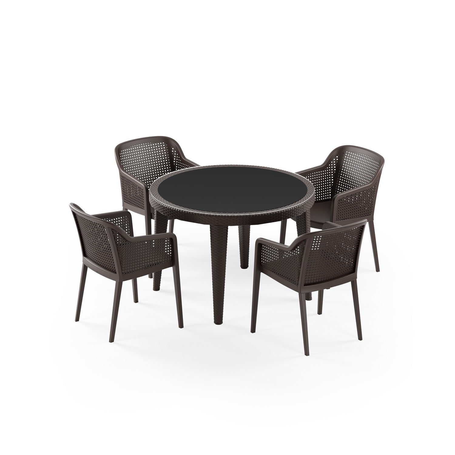 Osaka 4 Kişilik Yuvarlak Polipropilen Masa Venge & Octa Sandalye Venge